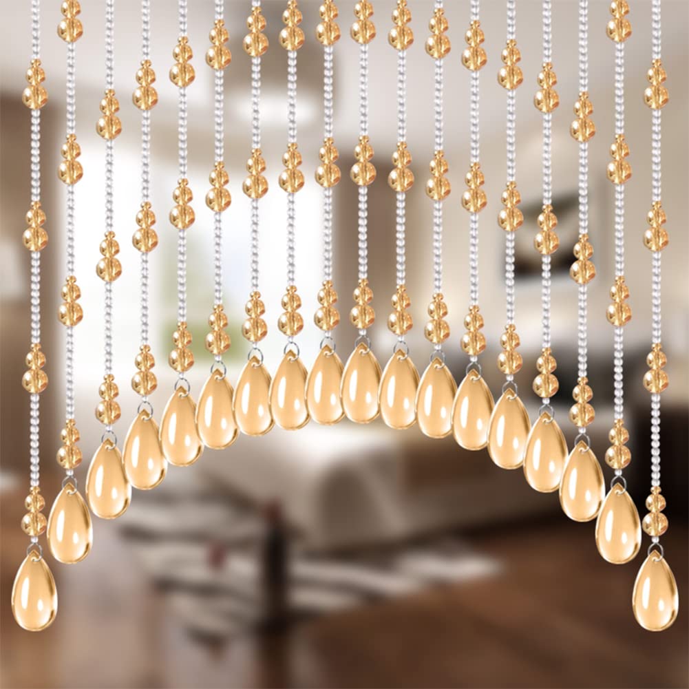 25 Strings Crystal Gourd Bead Curtain - Water Drop Acrylic Beaded Door Hanging for Living Room, Bedroom & Doorway Divider - Elegant Home Decor for Windows, Arches & Room Partitions