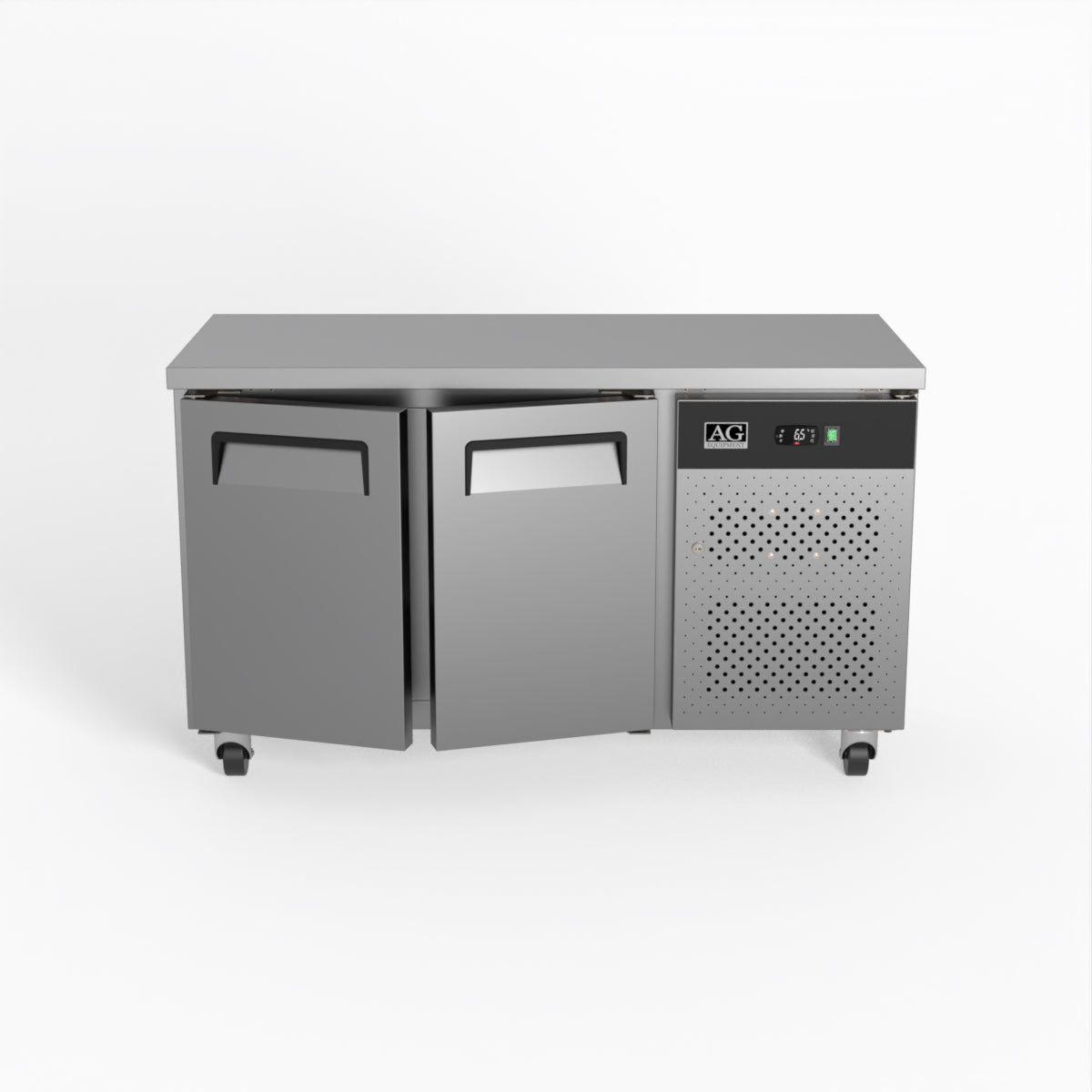 Commercial Refrigerator - AG Two Door Under Counter Fridge for Restaurants, Bars & Kitchens | Energy Efficient Stainless Steel Worktop Freezer with Adjustable Shelves