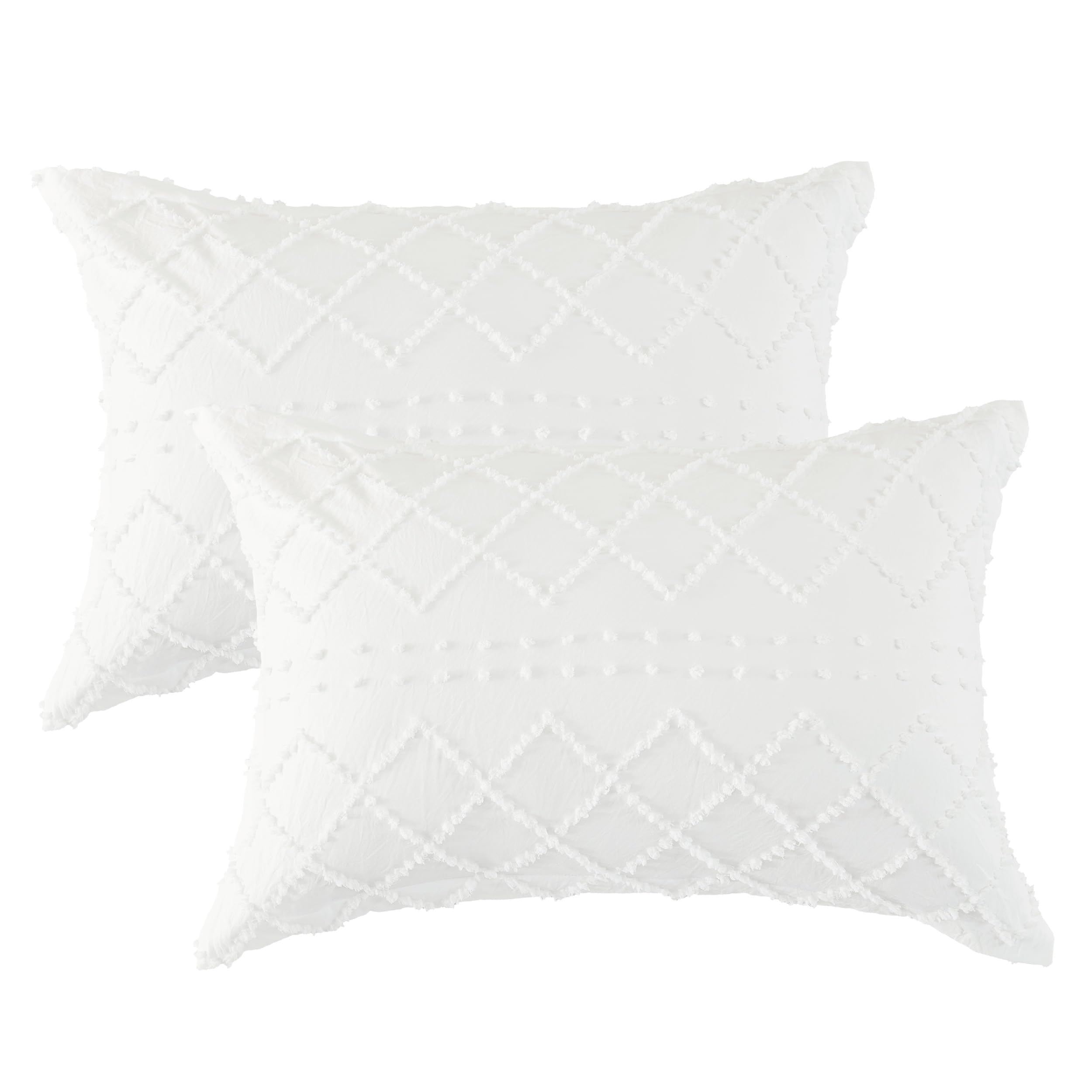 Bedsure Boho Pillow Covers 2 Pack - 20x30 Inches Decorative Bohemian Pillow Shams with Envelope Closure, Ultra Soft & Breathable Queen Size Pillow Cases for Bed, Sofa, Couch - White Home Decor for Living Room, Bedroom