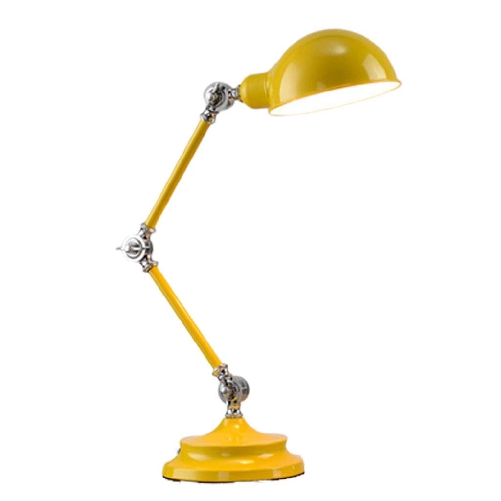 LED Desk Lamp with Adjustable Arm - 5W Eye Protection Study Light, Foldable Metal Table Lamp for Bedroom, Bedside & Office Reading - Yellow (Perfect for Night Reading, Work & Study)