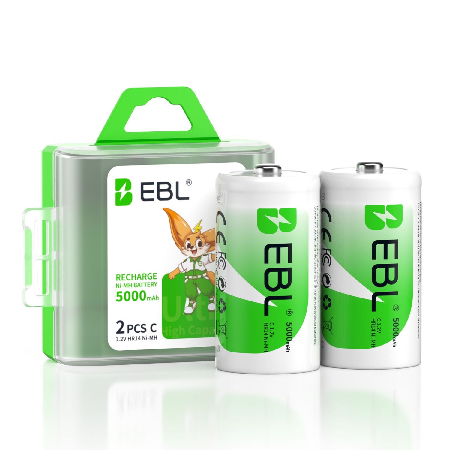 EBL 1.2V 5000mAh NiMH Rechargeable AA Batteries - 8 Pack High Capacity for Digital Cameras, Flashlights, Toys & More - Long Lasting Power Solution