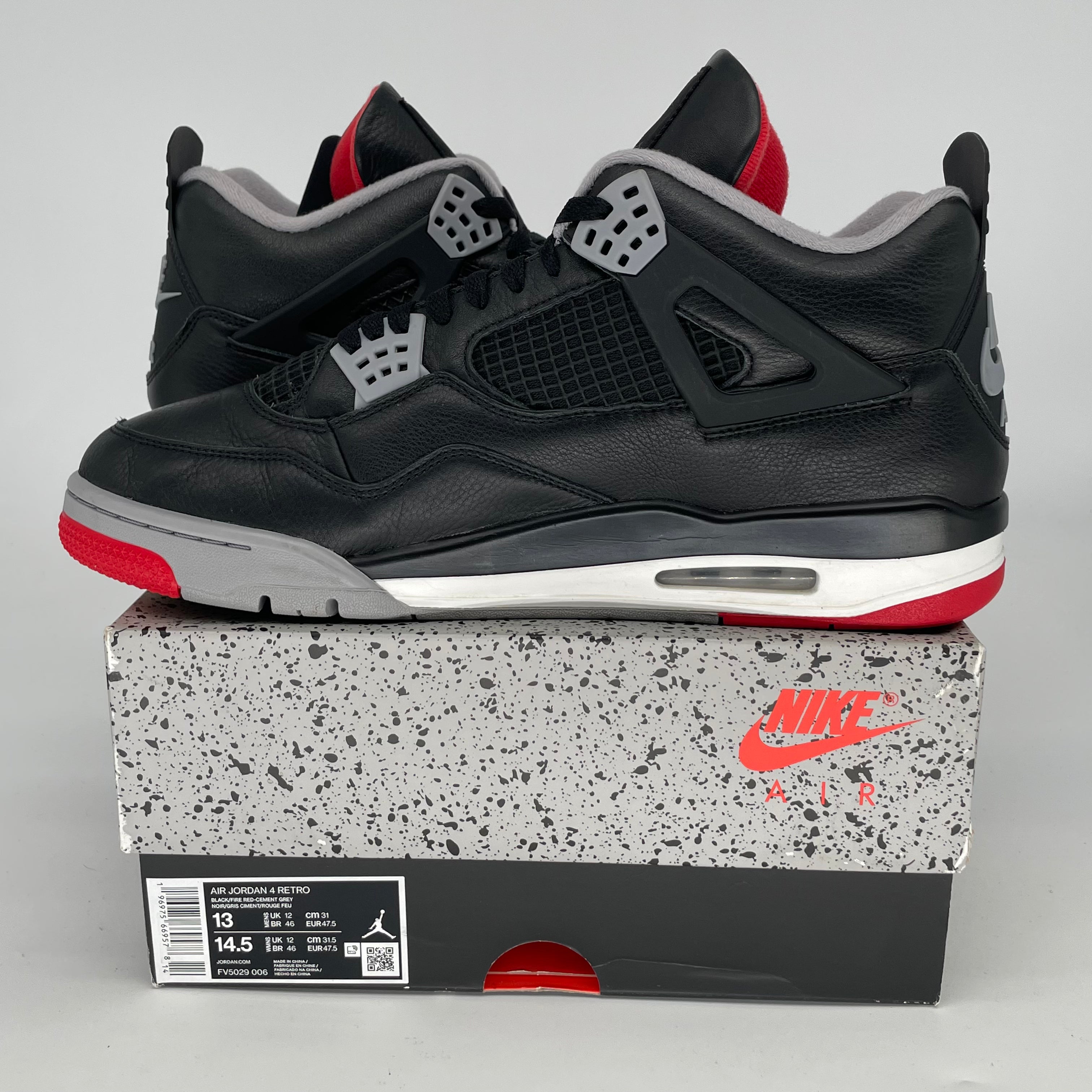Original Air Jordan 4 Bred Reimagined Men's Basketball Shoes Size 13 (FV5029-006) - Retro Style for Streetwear & Sneaker Collectors | Perfect for Casual Wear, Sports & Sneakerhead Fashion