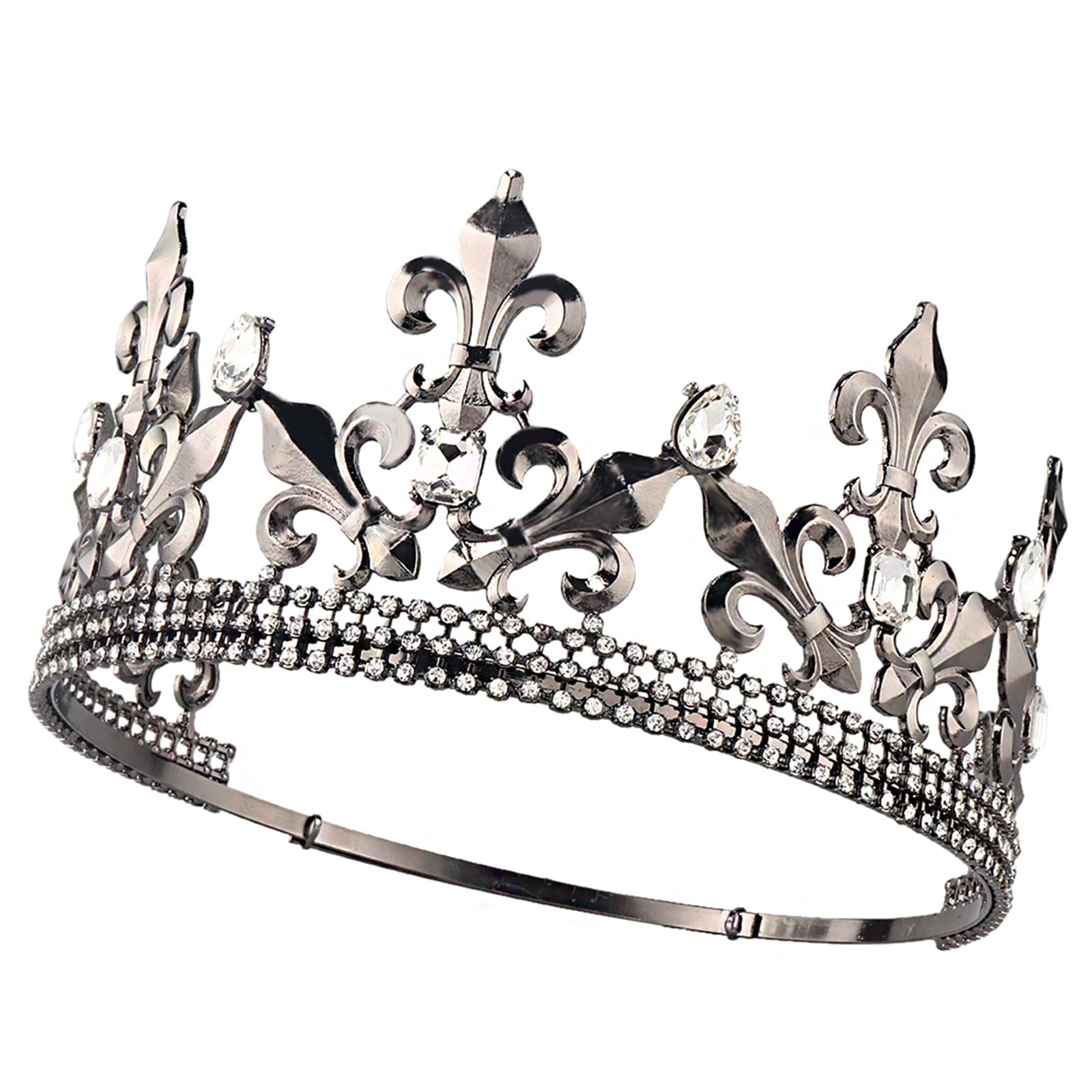 Adjustable Black King Crown for Men & Boys - Royal Tiara Headband for Prom, Parties & Costume Accessories | Perfect for Medieval Themes, Halloween & Cosplay Events