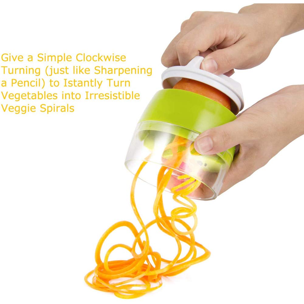 axGear Multi-Function Handheld Spiralizer Vegetable Slicer - Adjustable Grater Cutter for Zucchini, Carrots & Potatoes - Perfect for Healthy Meals, Salad Prep & Low-Carb Cooking