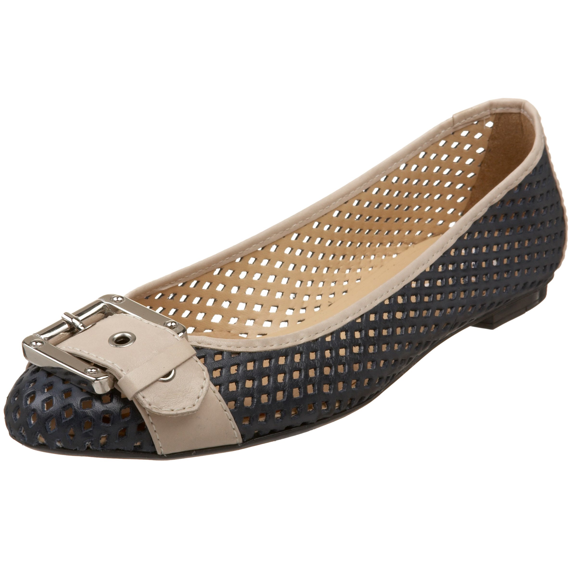 French Sole FS/NY Women's Waffle Ballet Flat Shoes - Comfortable & Stylish Slip-On Loafers for Work, Travel & Casual Outfits | Breathable Knit Fabric & Cushioned Insole