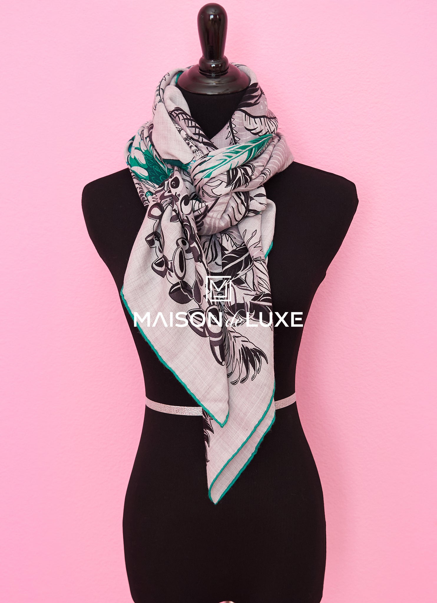 Hermes Mythiques Phoenix Green Cashmere Shawl 140 GM - Luxury Scarf for Women, Elegant Gift for Special Occasions, Perfect for Parties and Formal Events