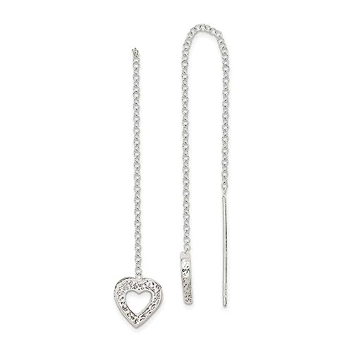925 Sterling Silver Hammered Heart Threader Earrings for Women - Dainty Boho Jewelry Gift for Her - Perfect for Date Night & Special Occasions