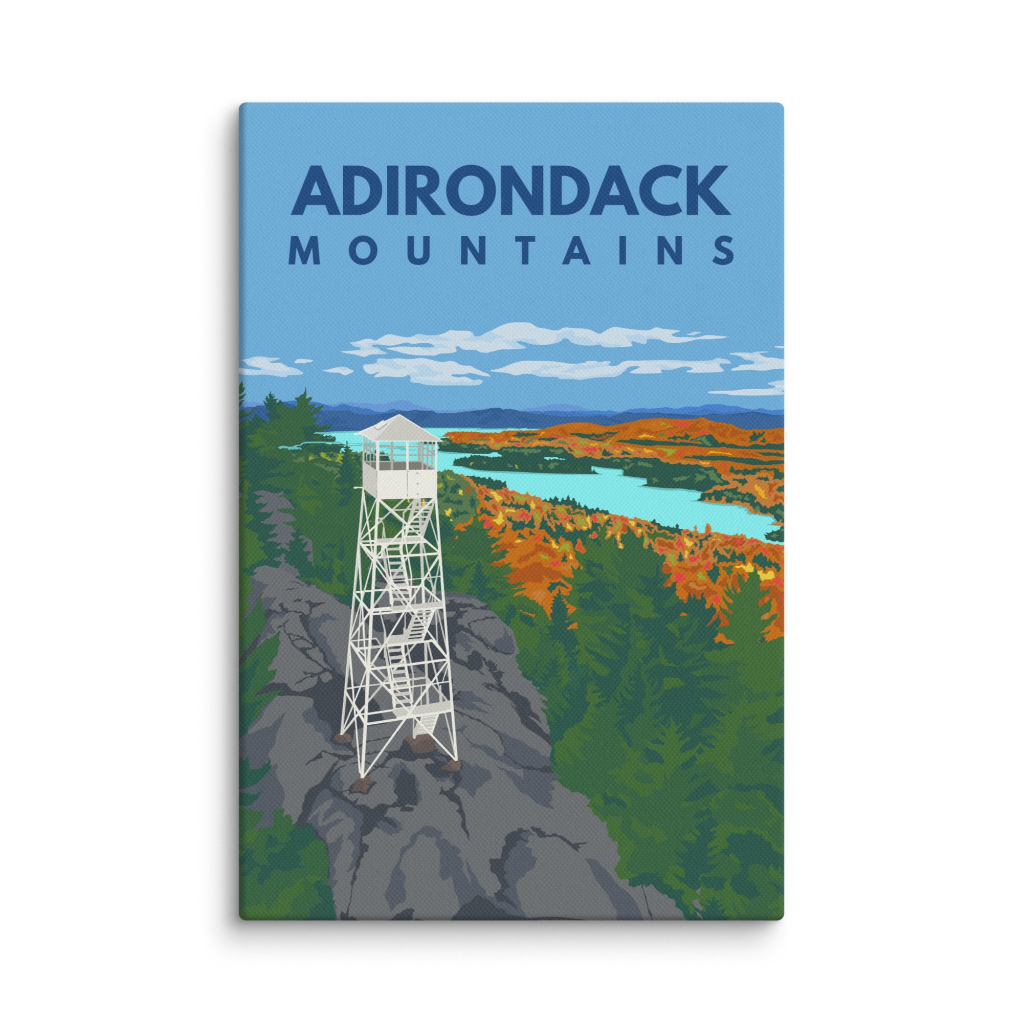 Bald Mountain Fire Tower Canvas Print - Vintage Landscape Wall Art for Home & Office Decor | Perfect for Living Room, Bedroom, or Cabin