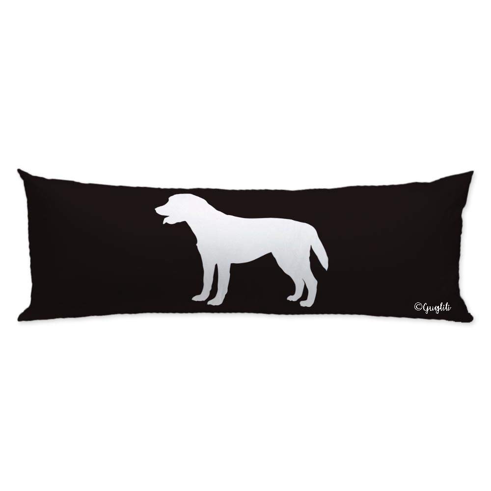 White Labrador Dog Silhouette Body Pillow Cover - 20x54 Inch Pet-Themed Zippered Pillowcase for Couch, Sofa & Bed Decor | Perfect for Dog Lovers' Home, Nursery or Pet-Friendly Spaces