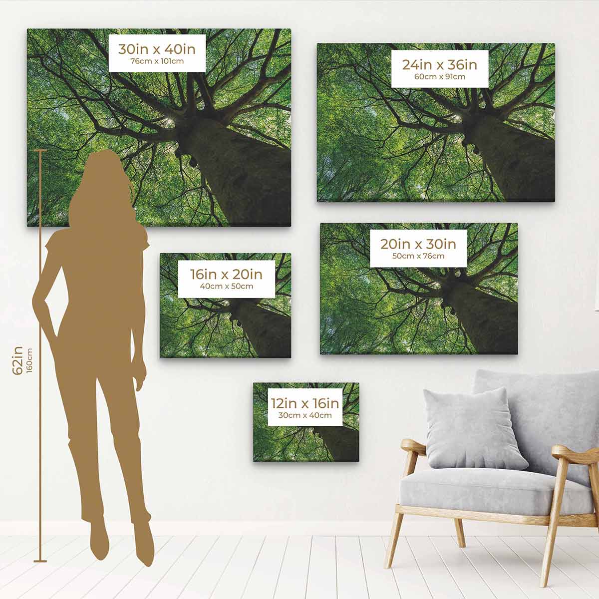 Green Tree Wall Art Canvas - Modern Nature-Inspired Home Decor for Living Room, Bedroom & Office | 6470