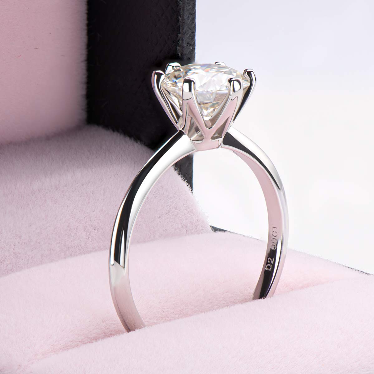 0.5/1/2/3 Carat Moissanite Engagement Ring for Women - 925 Sterling Silver Solitaire Round Cut Wedding Band, D-E Color Grade Anniversary Jewelry Gift for Her - Perfect for Proposals, Weddings, Anniversaries & Special Occasions