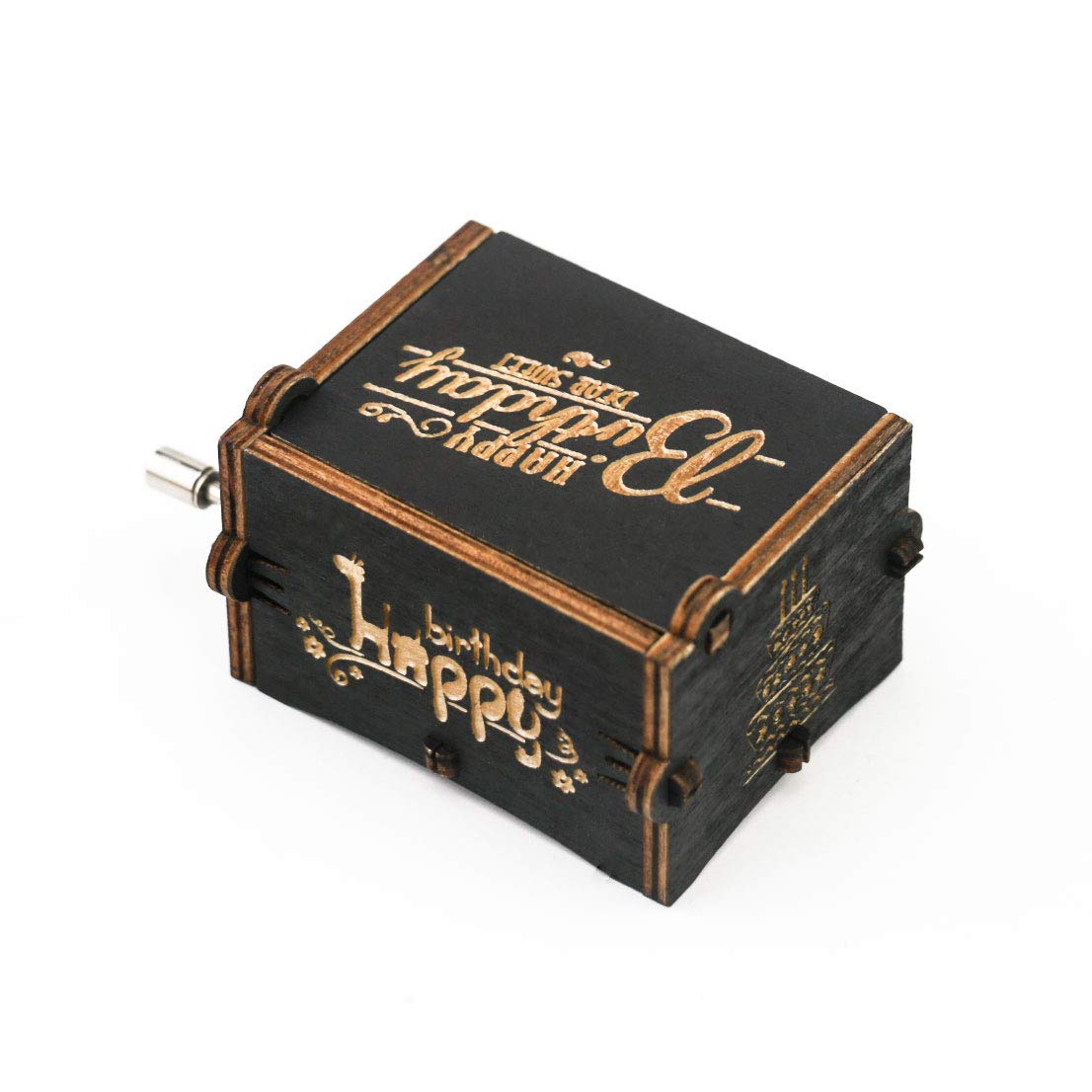 Hand-Cranked Wooden Happy Birthday Music Box - Classic Black Carved Musical Gift for Birthdays, Anniversaries & Special Occasions | Perfect for Party Decorations, Romantic Surprises & Keepsake Memories
