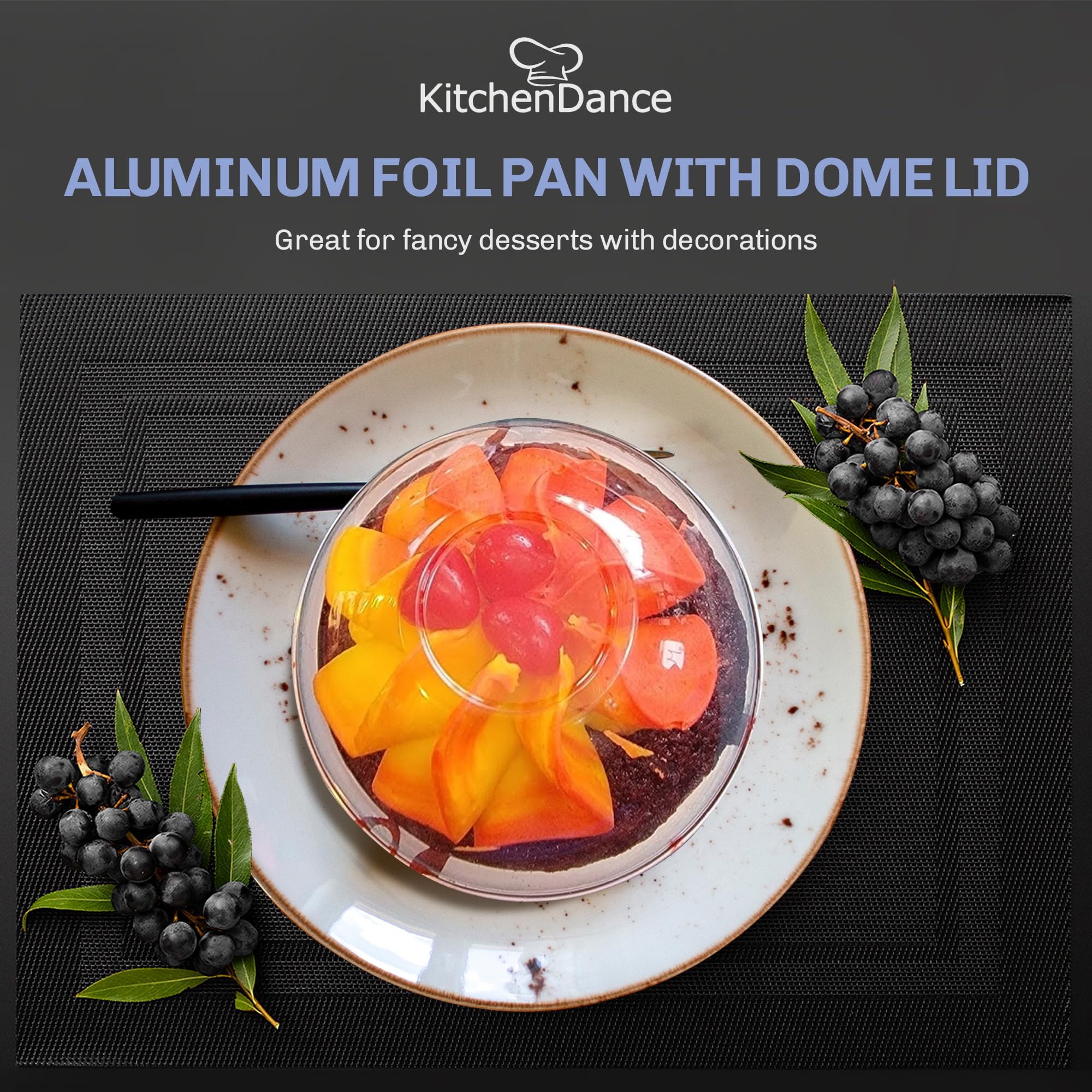 KitchenDance 4oz Disposable Aluminum Baking Cups with Lids - 2000 Pack Blue High Dome Foil Pans for Creme Brulee, Flan, Cheesecake, Cupcakes - Perfect for Home Baking, Party Desserts & Meal Prep