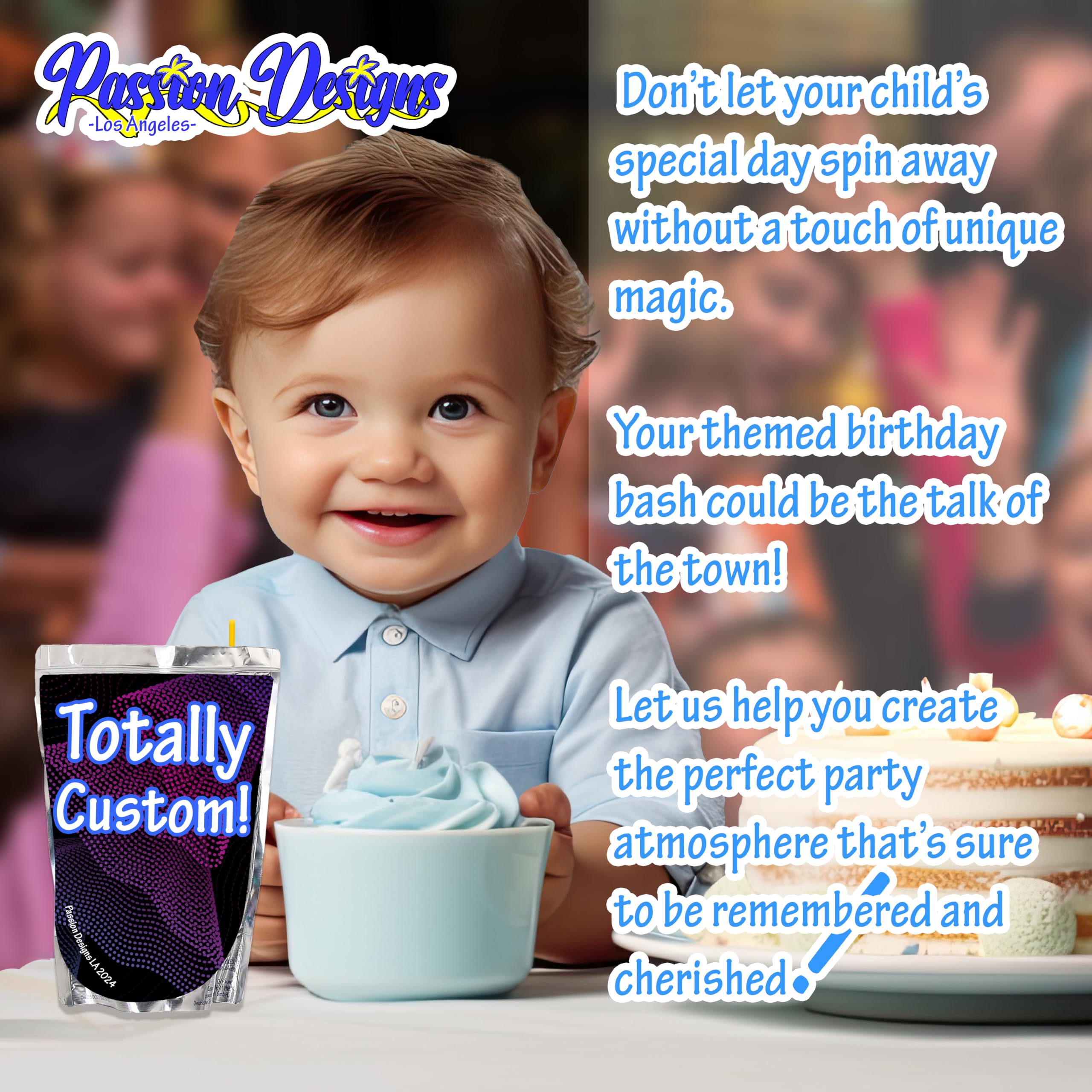 Personalized Juice Pouch Labels - Custom Birthday Party Favors & Celebration Decorations - 32 Pack Waterproof Stickers for Kids Parties, Baby Showers & School Events