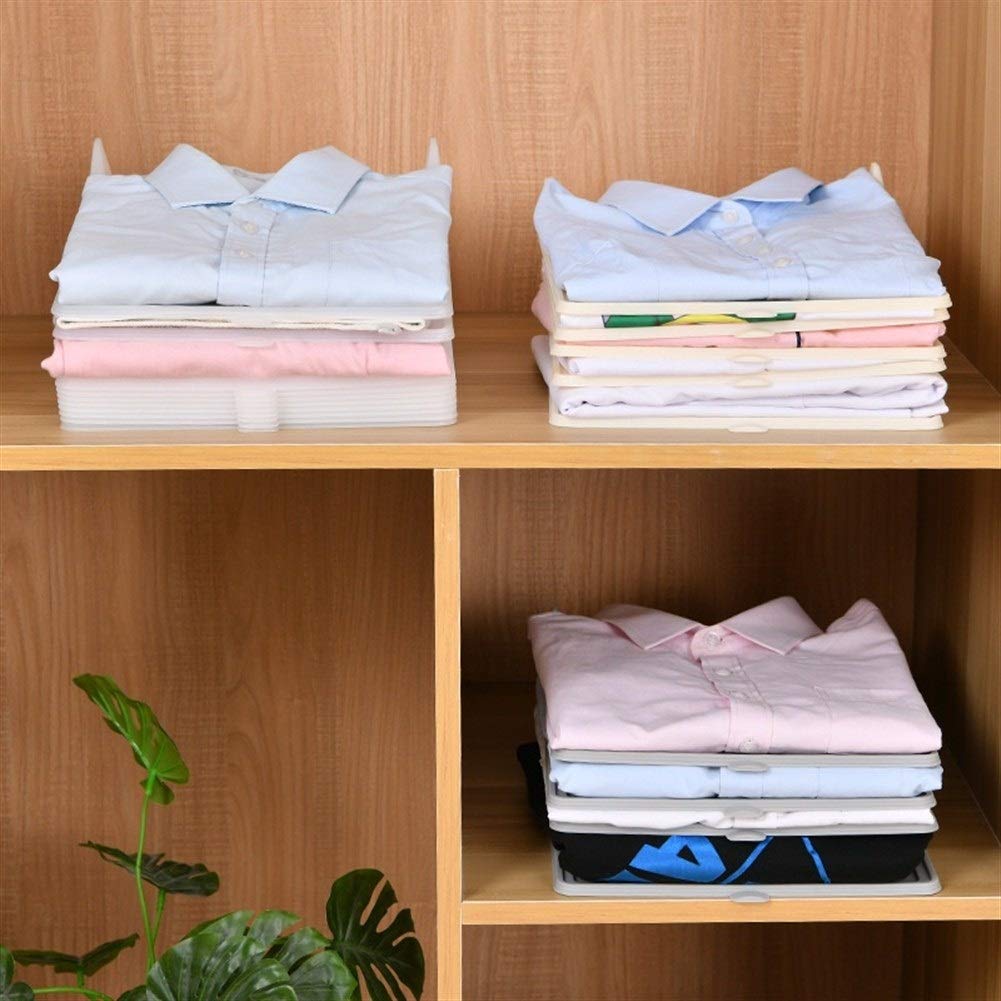 Beige Clothes Folding Board - Wardrobe Storage Organizer for T-Shirts, Sweaters & More | Space-Saving Lazy Laundry Solution for Closet & Travel Packing