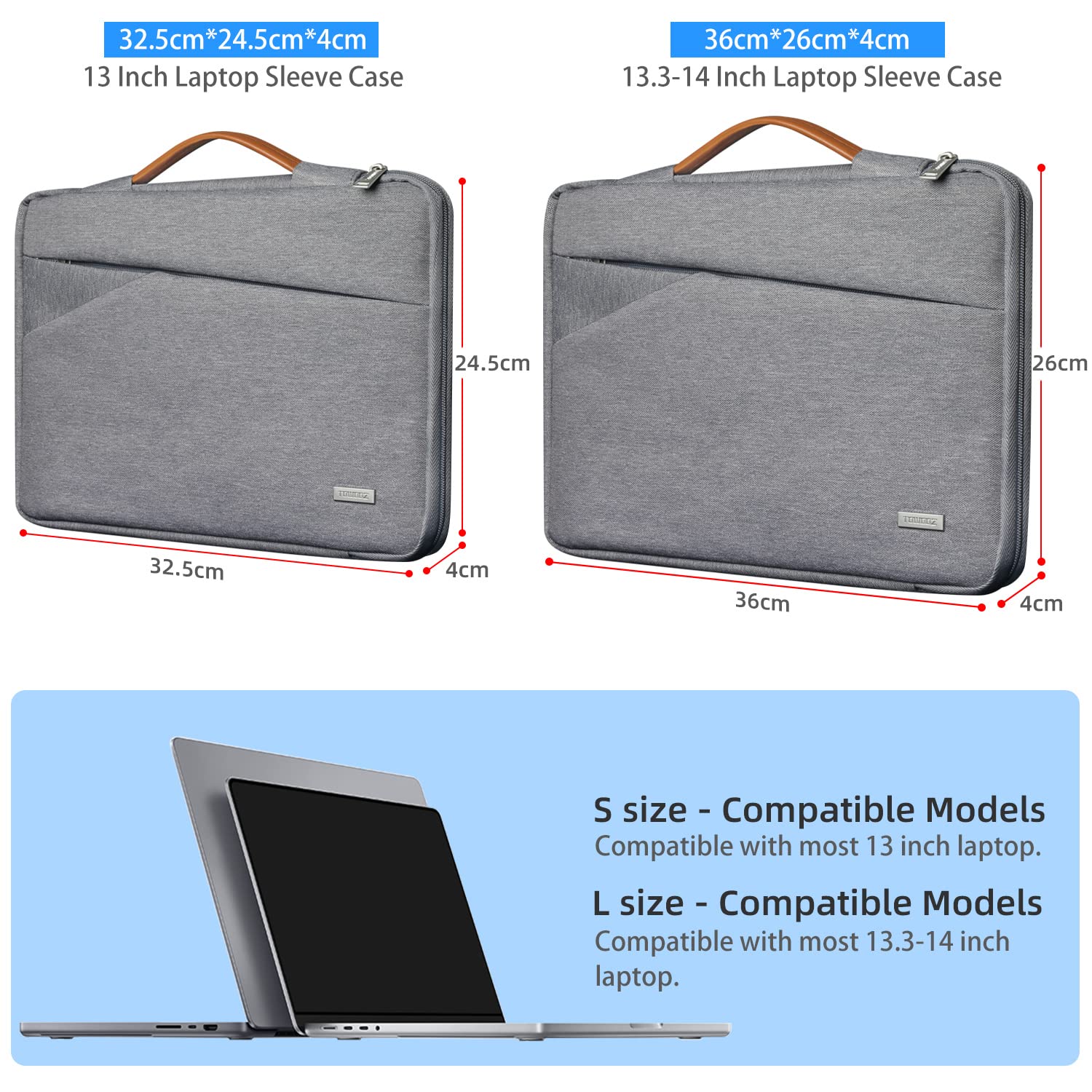 TOWOOZ 13 Inch MacBook Air & Pro Laptop Sleeve Bag - Shockproof Waterproof Carrying Case with Handle & Accessory Pocket | 360° Protection for MacBook Air 13