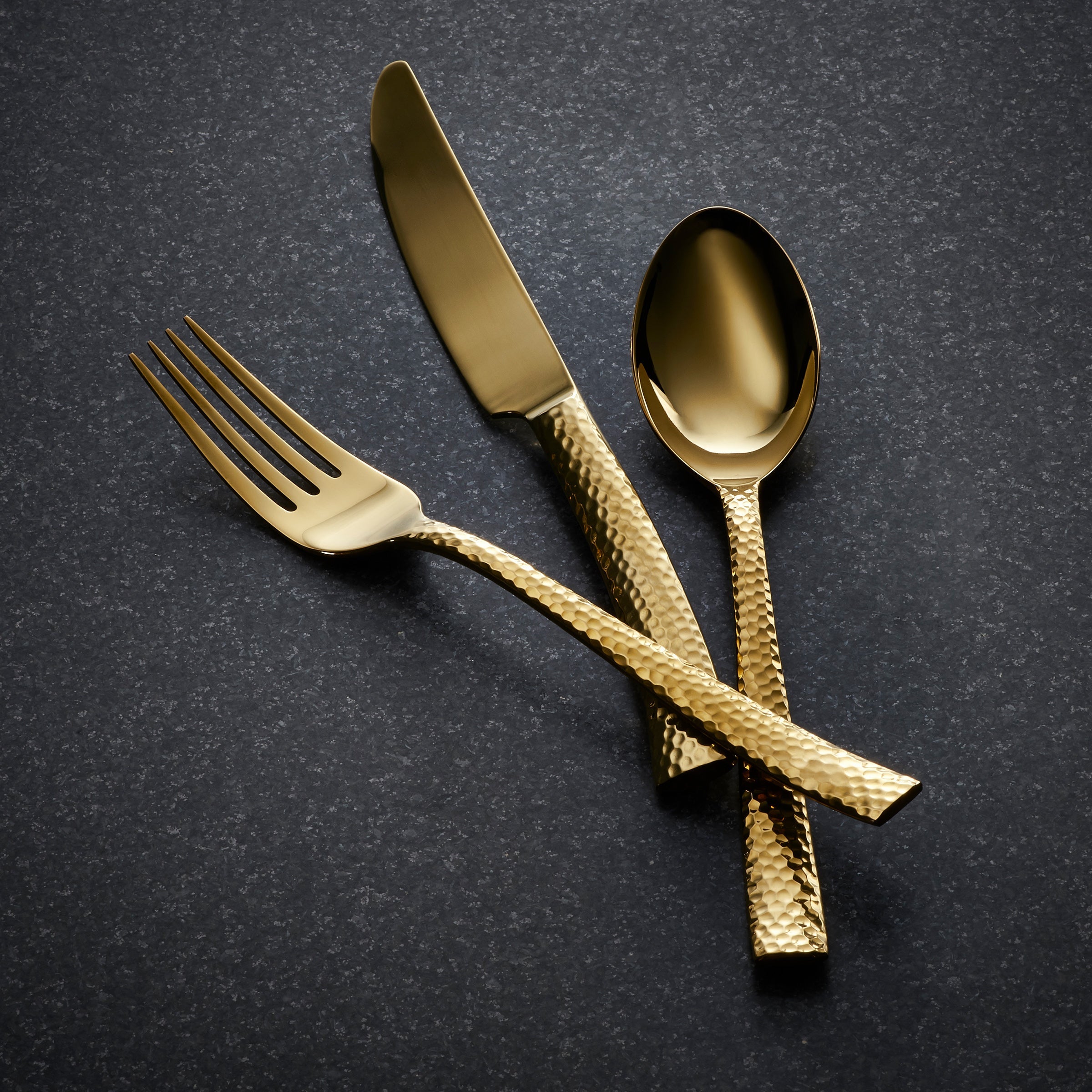 Paris Hammered Gold Titanium 20-Piece Flatware Set - Elegant Dining Utensils for Wedding, Anniversary & Special Occasions