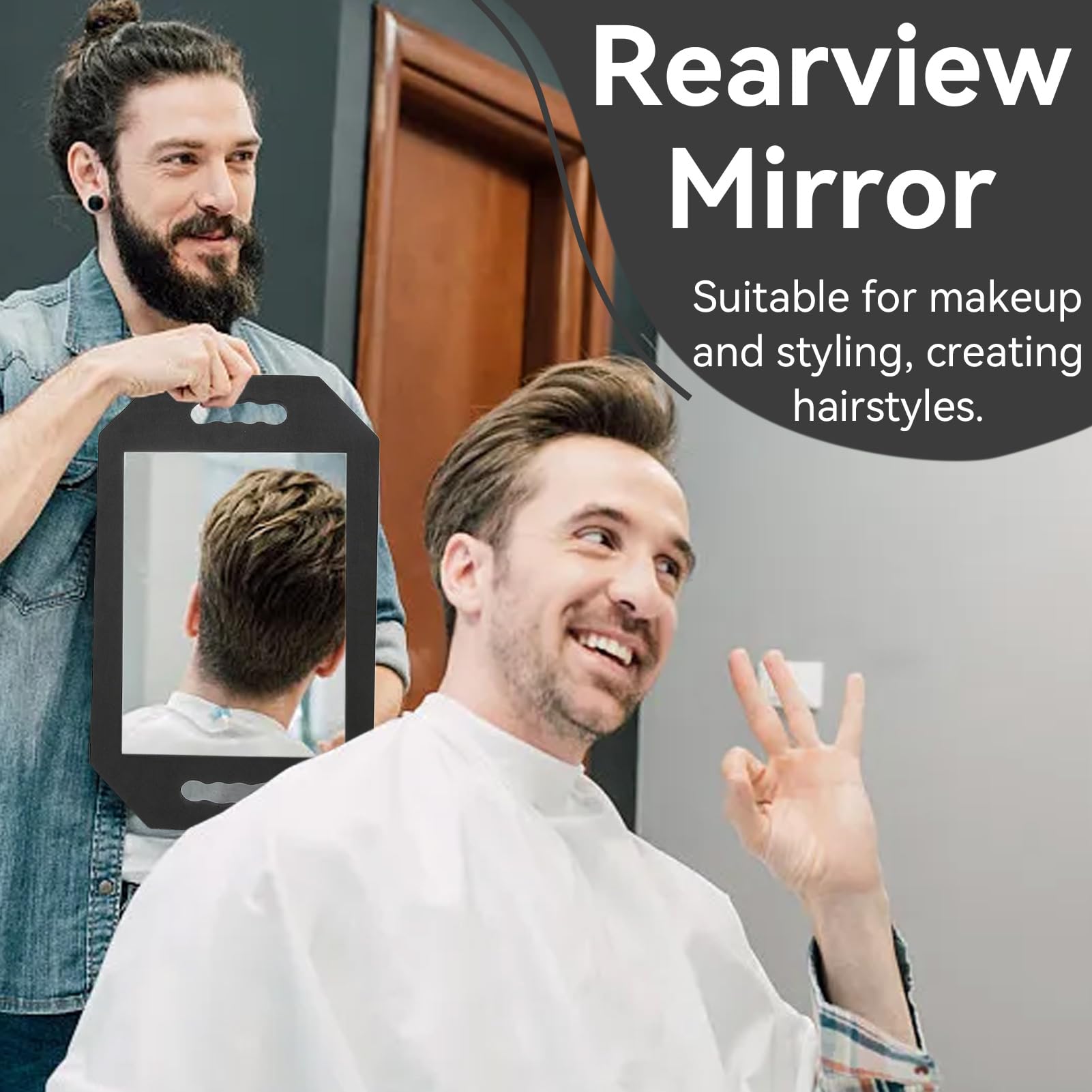 Professional Double Handle Hairdresser Back Mirror for Salon & Barber Styling - Perfect for Hair Cutting, Coloring, and Styling in Beauty Salons & Home Use