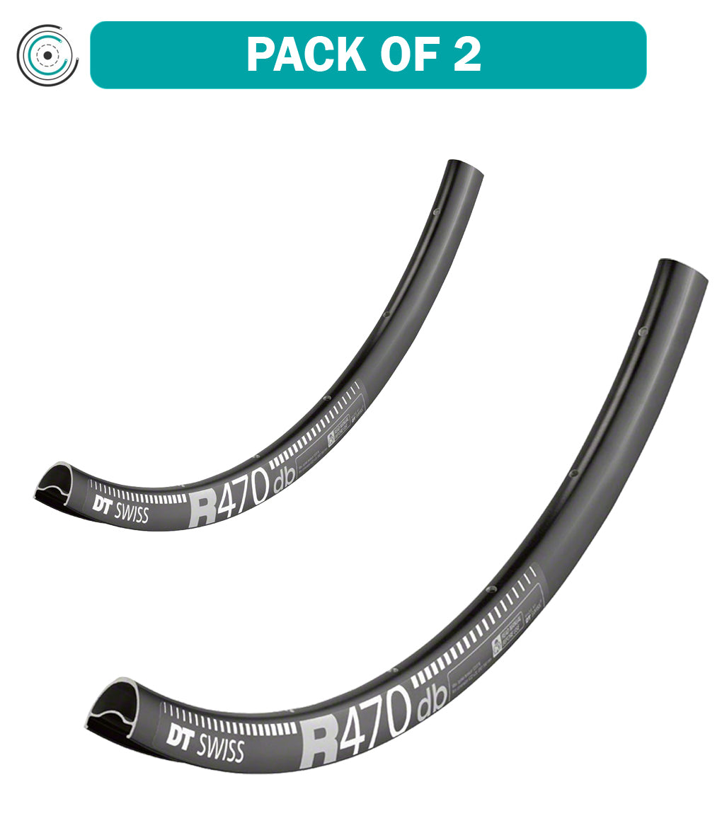 2 Pack DT Swiss R 470 700c Tubeless Ready Road Disc Rim - 28h Black Aluminum Alloy Wheelset for Road Bikes | Perfect for Cycling, Racing & Commuting