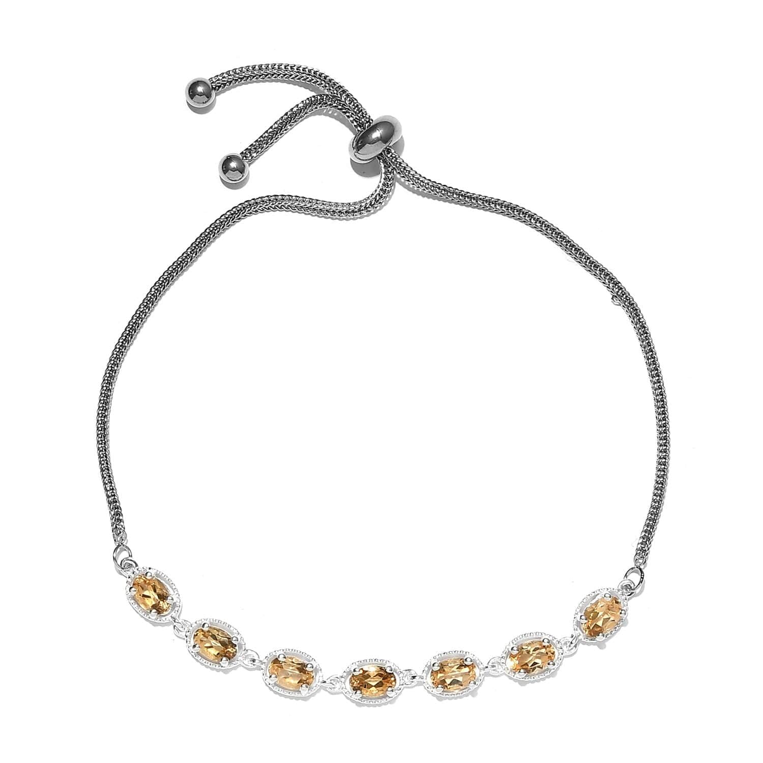 925 Sterling Silver Citrine Bolo Bracelet for Women - Chakra Healing Jewelry, Adjustable Bolo Design, Elegant Birthday Gift for Her | Perfect for Yoga, Meditation & Spiritual Healing