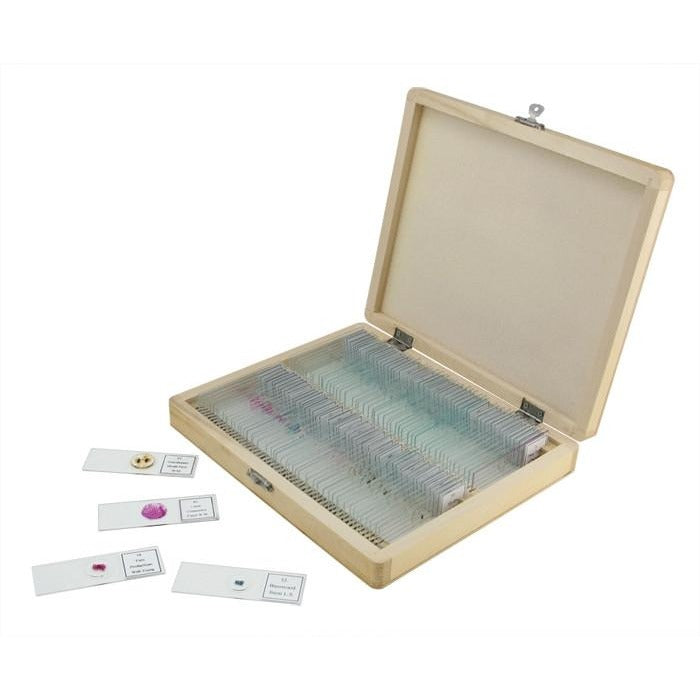 100-Piece Prepared Microscope Slides Set for Students & Professionals - Biology, Botany & Zoology Specimens for Lab, Classroom & Home Science Education