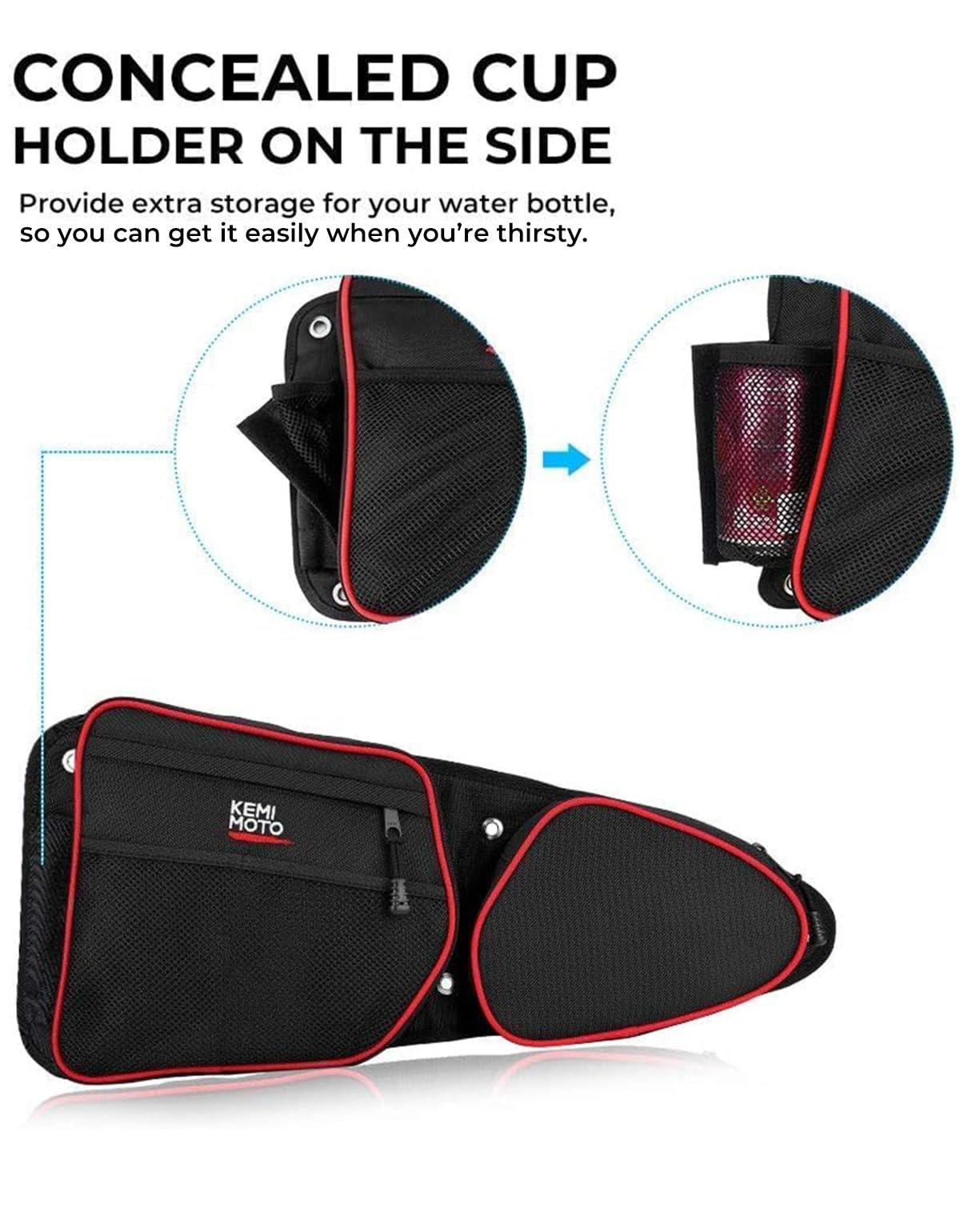 2023 KEMIMOTO UTV Storage Bags Set - Waterproof Door & Center Storage Organizer with Heavy-Duty Zippers | Fits Polaris RZR XP 1000 Turbo S/900 | 60