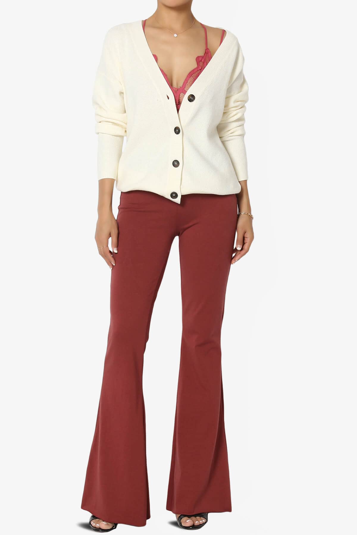 TheMogan Women's Waffle Knit Button Front V-Neck Long Sleeve Cardigan - Soft Viscose Sweater for Fall & Winter, Perfect for Office, Date Night and Casual Outfits