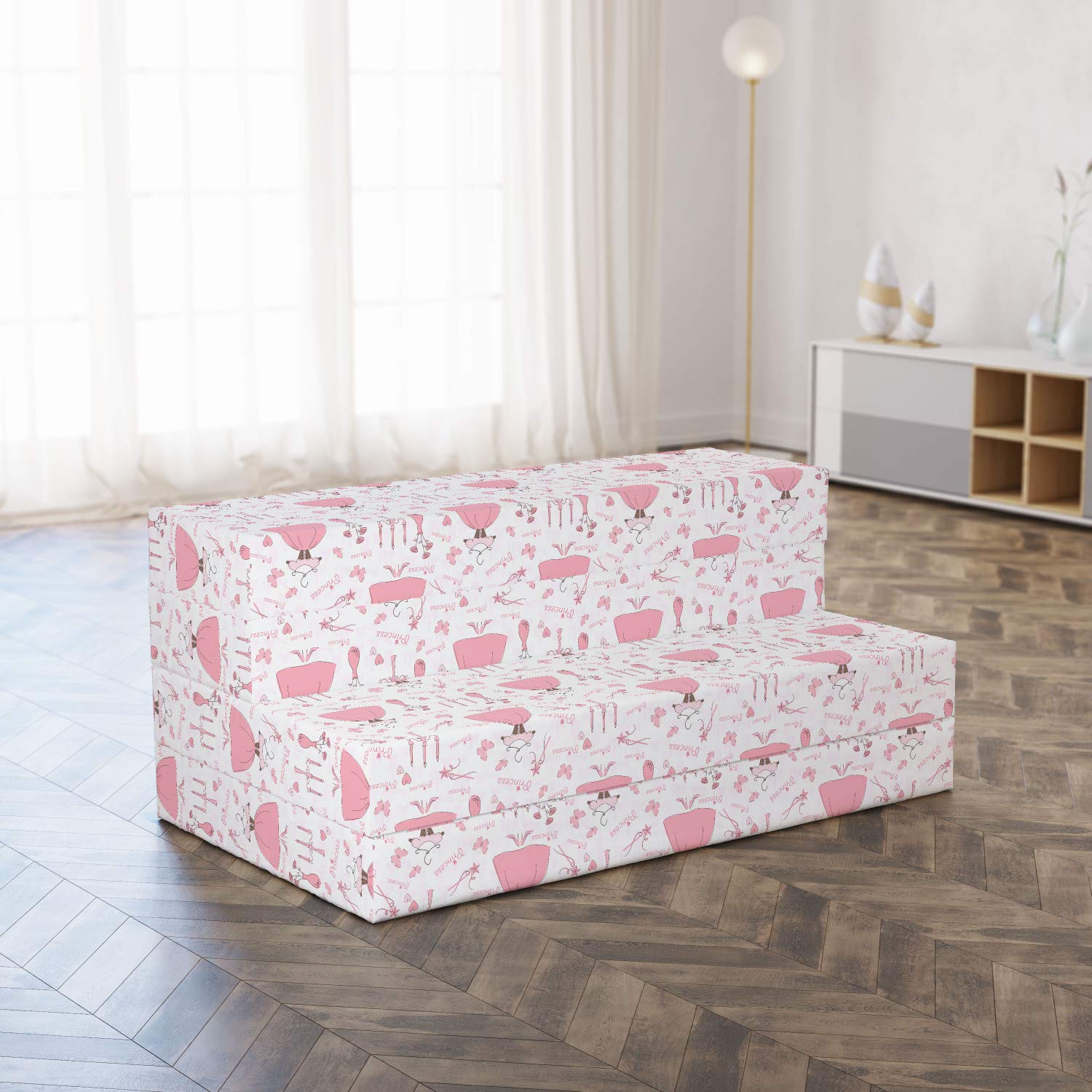 Ambesonne Pink Foldable Mattress - Cartoon Mystic Candles Design, 78.7