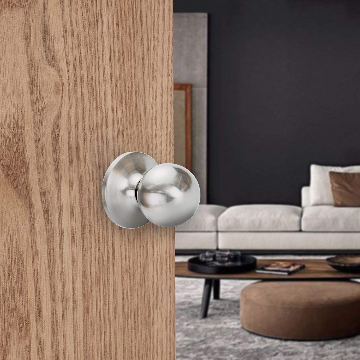 10 Pack Classic Hall & Closet Door Handle Locks - Durable Passage Door Knob Set for Bedrooms, Bathrooms & Interior Doors - Perfect for Homes, Offices & Rental Properties