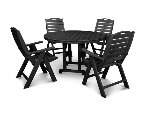 Polywood Black Nautical 5-Piece Outdoor Dining Set - Durable All-Weather Patio Furniture for Backyard, Poolside & Beachfront Dining