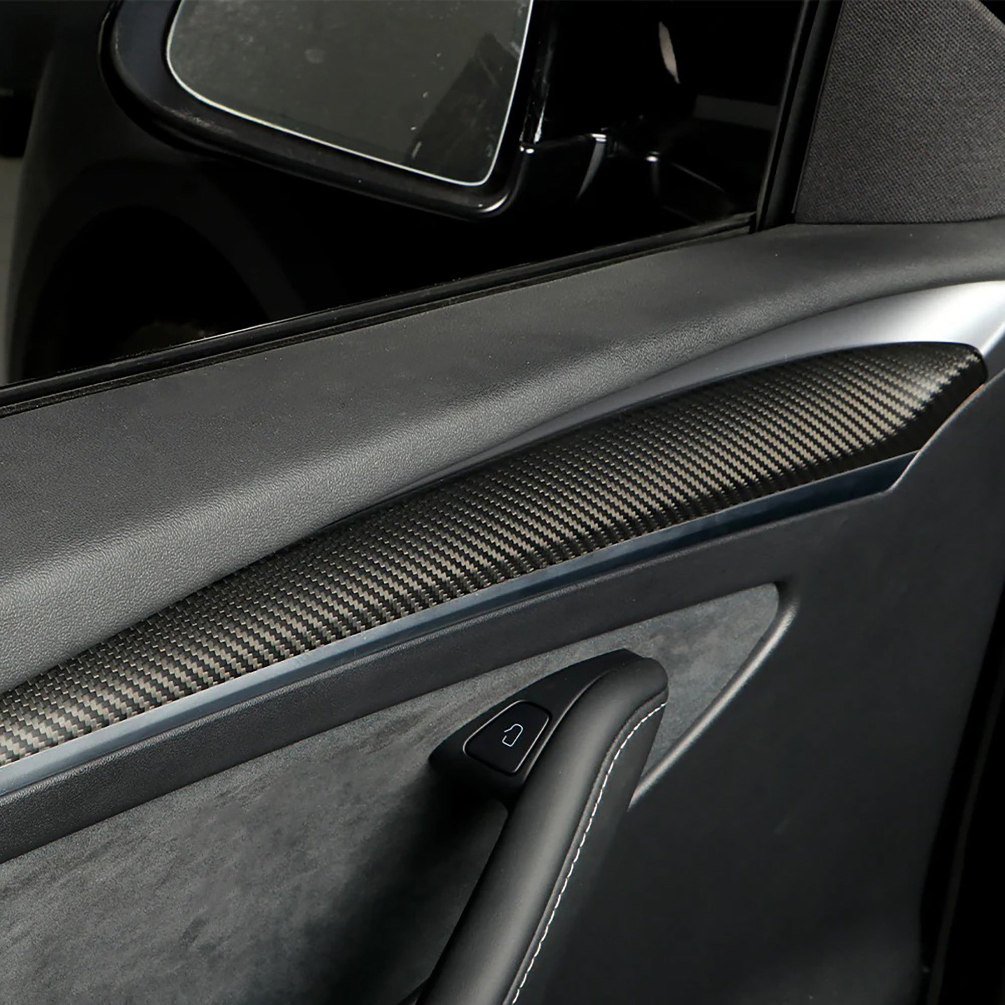 Tesla Model 3/Y Carbon Fiber Interior Trim Kit - Dashboard & Door Panel Covers (2021-2024) | Premium Car Accessories for Luxury Interior Upgrade | Perfect for Tesla Owners Seeking Stylish Protection
