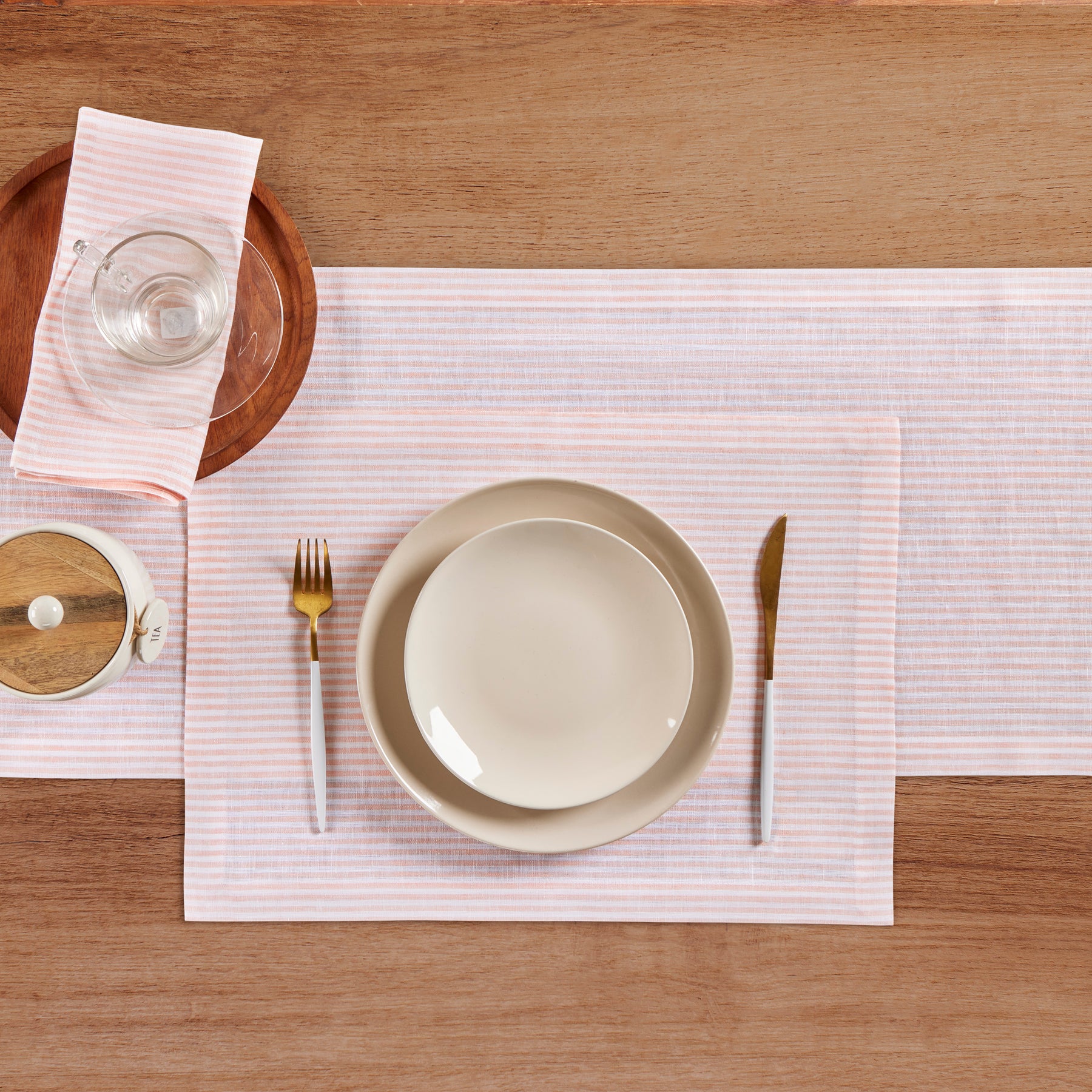Elegant Narrow Stripe Placemats Set of 4 - Premium Cotton Table Mats for Dining, Kitchen, and Party Decor - Perfect for Everyday Meals and Special Occasions
