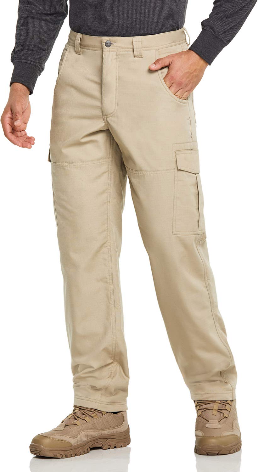 CQR Men's Winter Tactical Pants - Fleece Lined Outdoor Cargo Pants for Snow Skiing & Hiking | Waterproof Cold Weather Work Pants for Hunting, Camping and Winter Sports