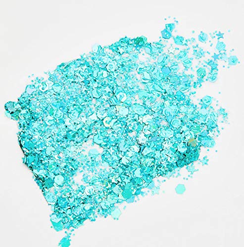 Neva Nude Face and Body Glitter Keychain - Chunky Cosmetic Grade Glitter with Aloe for Festivals, Raves, Concerts & Parties | Super Sparkly Holographic Mermaid Magnifique Turquoise Glitz | Perfect for Makeup, Body Art, Nails & DIY Crafts