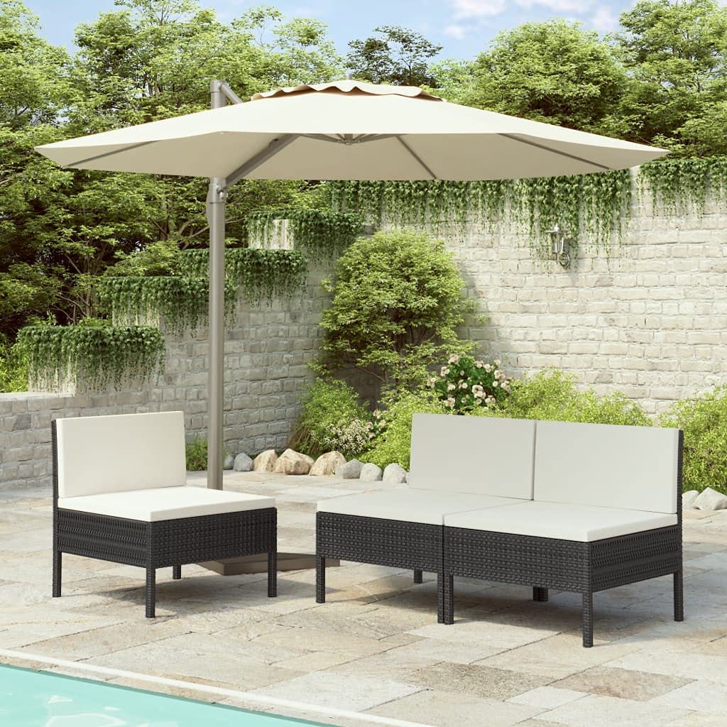YALEO 3-Piece PE Wicker Patio Furniture Set - Outdoor Rattan Sofa & Chairs Conversation Set in White for Garden, Poolside or Backyard Relaxation