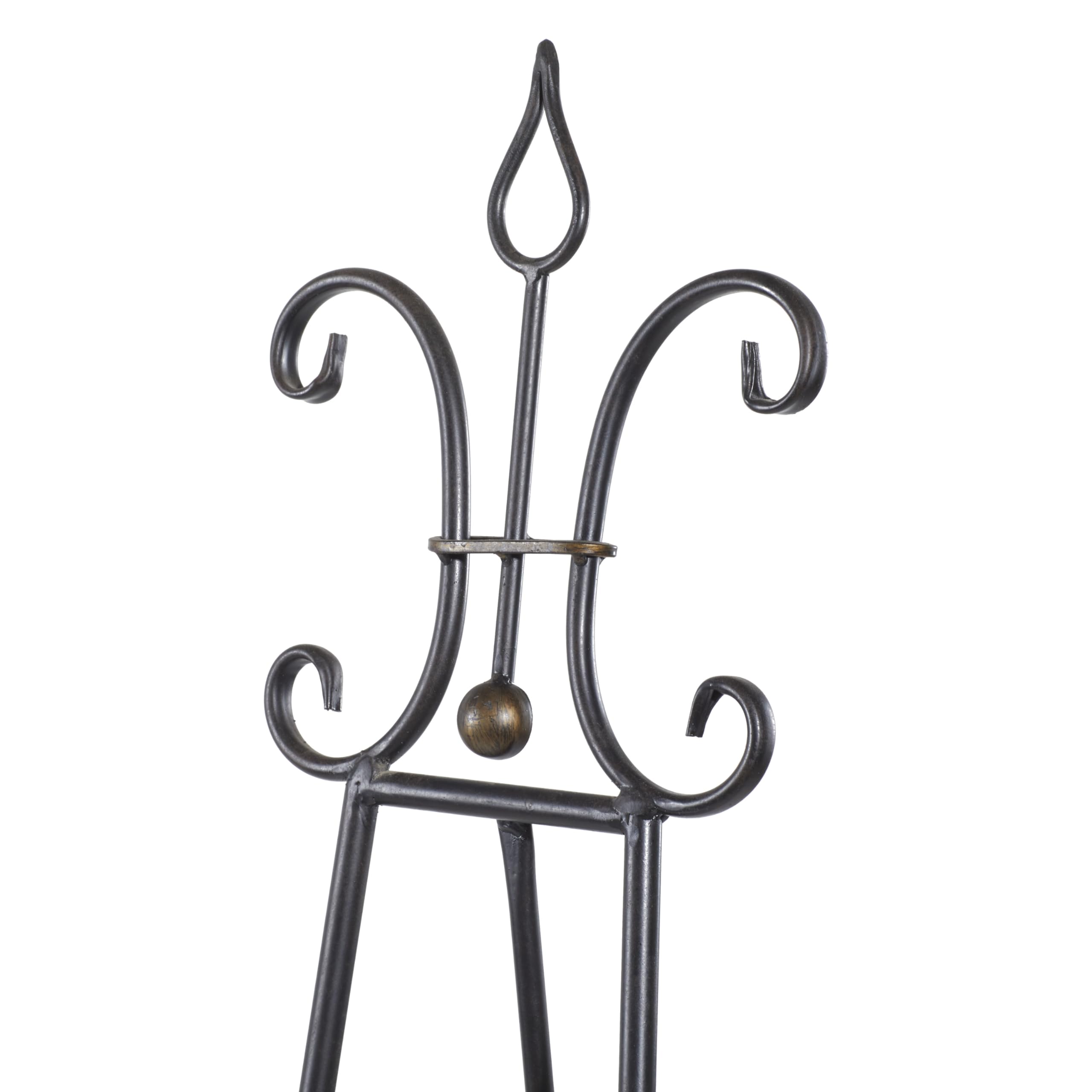 Deco 79 Extra Large Black Metal Scroll Adjustable Display Stand Easel with Chain Support - 23