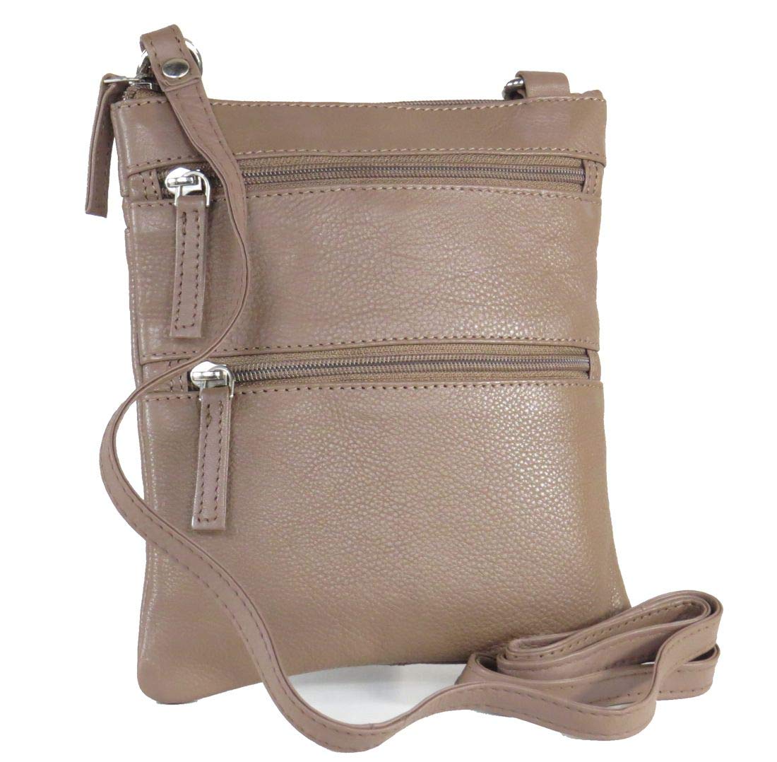 Genuine Leather Mini Crossbody Handbag for Women - Stylish Taupe Shoulder Purse, Perfect for Travel, Shopping & Everyday Use