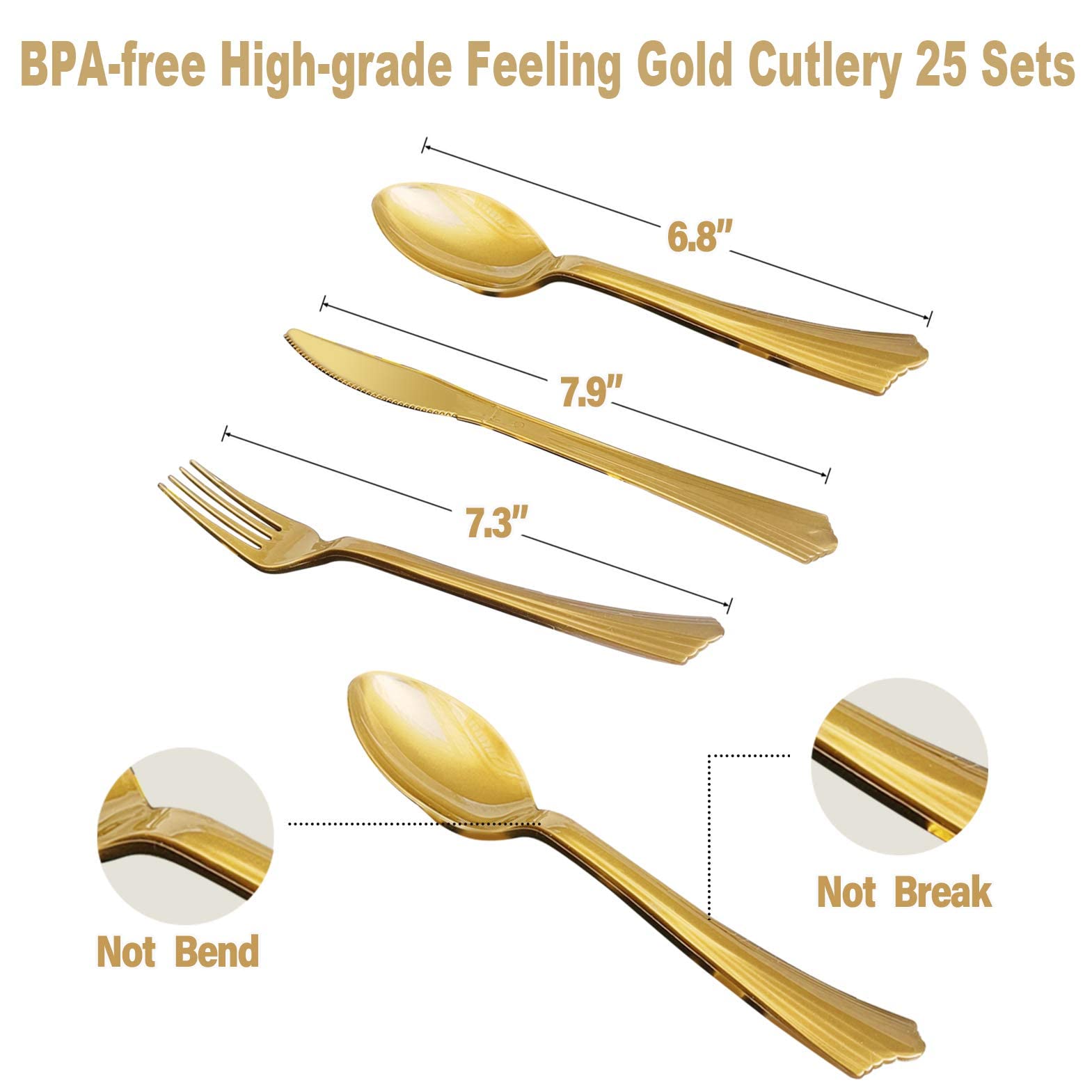 175PCS White and Gold Party Supplies Set - Disposable Dinnerware for 25 Guests with Gold Plastic Cutlery, Golden Dot Paper Plates, White Napkins & Cups - Perfect for Graduation, Birthday, Wedding Celebrations (Elegant Table Setting for Special Occasions)