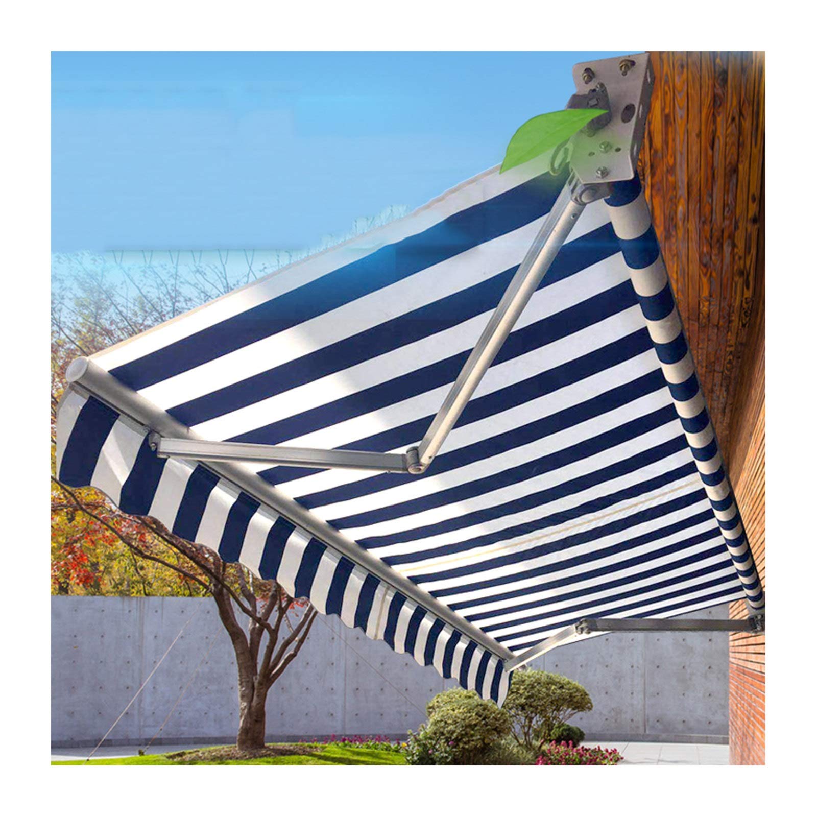 GDMING Retractable Sun Shade Sail - Waterproof UV Protection Awning Replacement Cover for Patio, Garden & Balcony | 330gsm Polyester Fabric | Custom Size Blue & White | Perfect for Outdoor Relaxation & Sun Protection