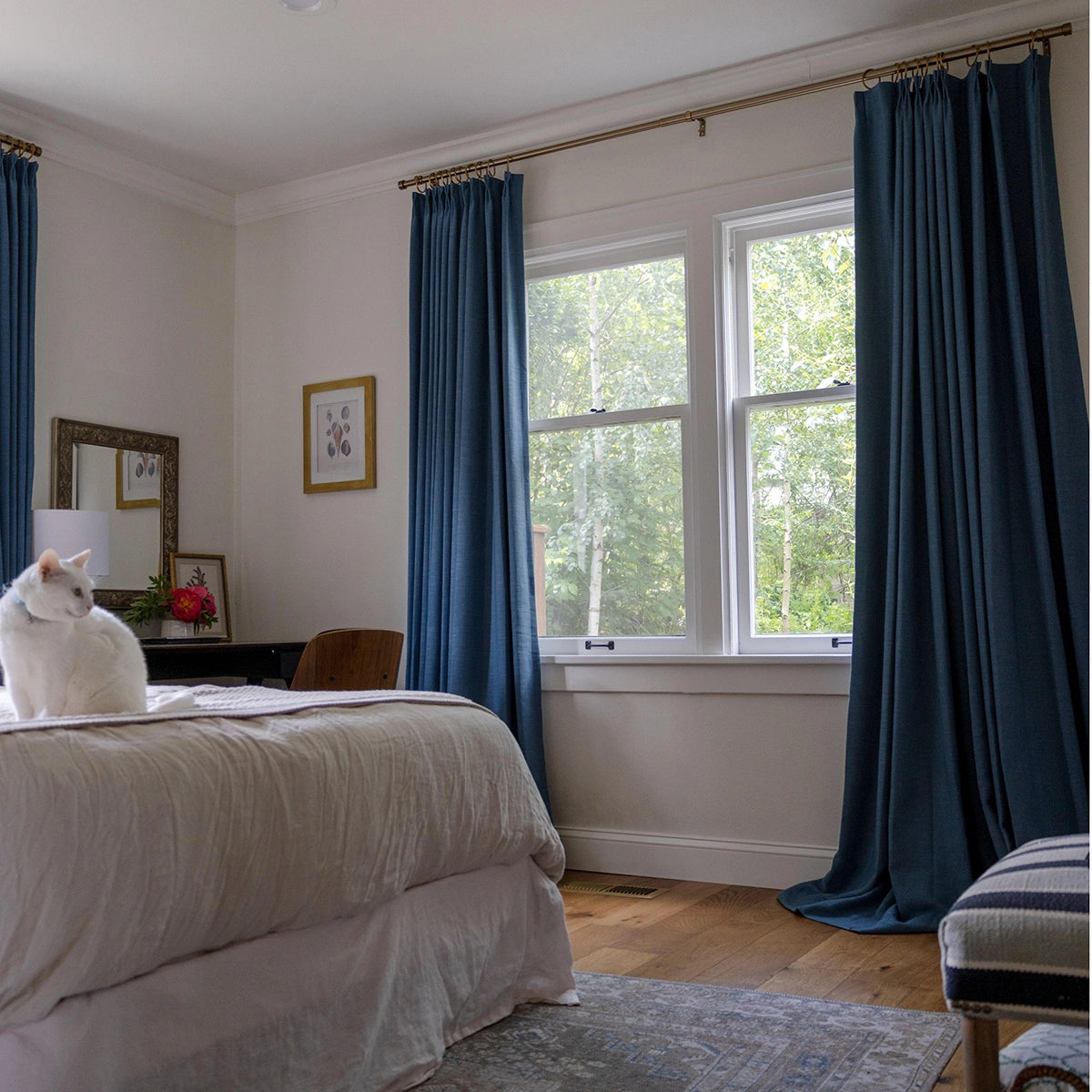 Pinch Pleated Blackout Curtains - 100% Linen Fabric for Modern Home Decor | Noise Reducing & Thermal Insulated Window Drapes for Bedroom & Living Room