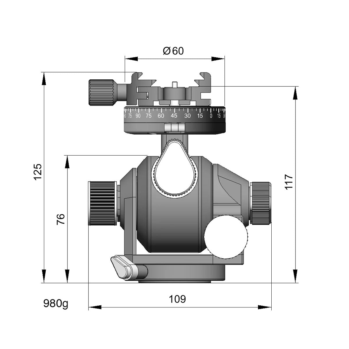 Arca Swiss d4 Geared Tripod Head with Classic Knob Quick Release - Precision Camera Positioning for Landscape & Studio Photography