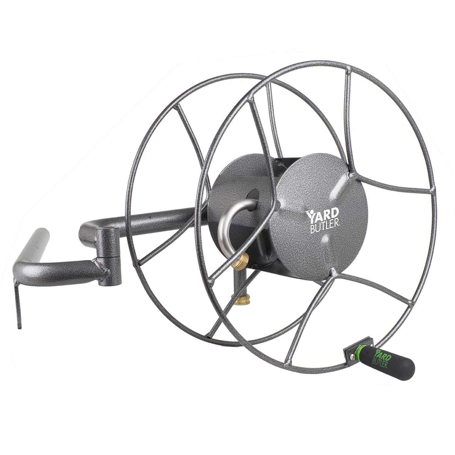 Yard Butler Swivel Hose Reel - Heavy Duty Wall Mounted Metal Garden Hose Holder with 180 Degree Rotation for Easy Watering | Perfect for Lawn Care, Gardening & Outdoor Cleaning Tasks