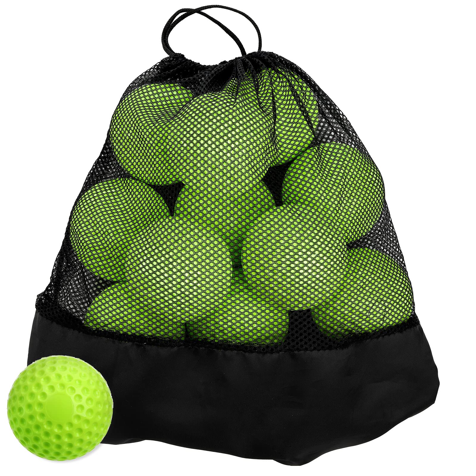 Tebery 12 Pack Green Dimpled Baseballs - 9 Inch Pitching Machine Balls for Baseball Training, Hand-Eye Coordination, Hitting & Fielding Practice | Perfect for Youth Leagues, Batting Cages & Backyard Drills
