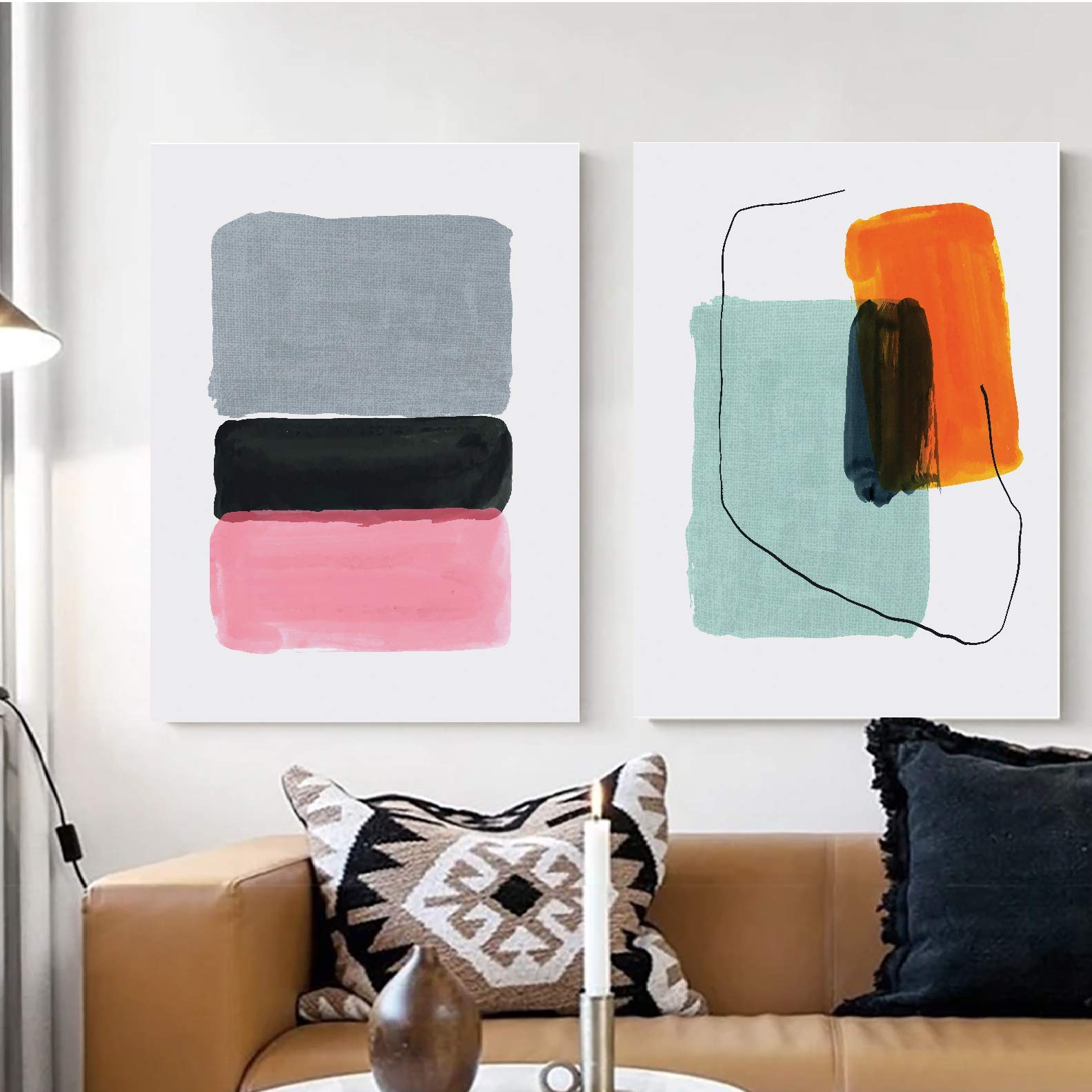 Modern Mid Century Abstract Oil Painting - Glam Wall Art Decor Canvas Print for Living Room, Bedroom & Office | Fashionable Home & Office Decor