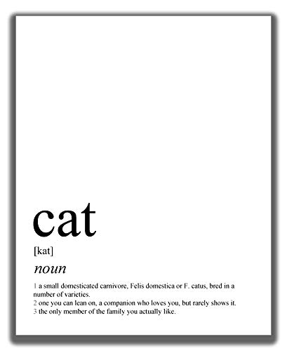 Funny Cat Wall Art Print - 8x10 Inch Modern Minimalist Definition-Style Cat Decor - Perfect Gift for Cat Lovers - Great for Living Room, Bedroom or Office Decor