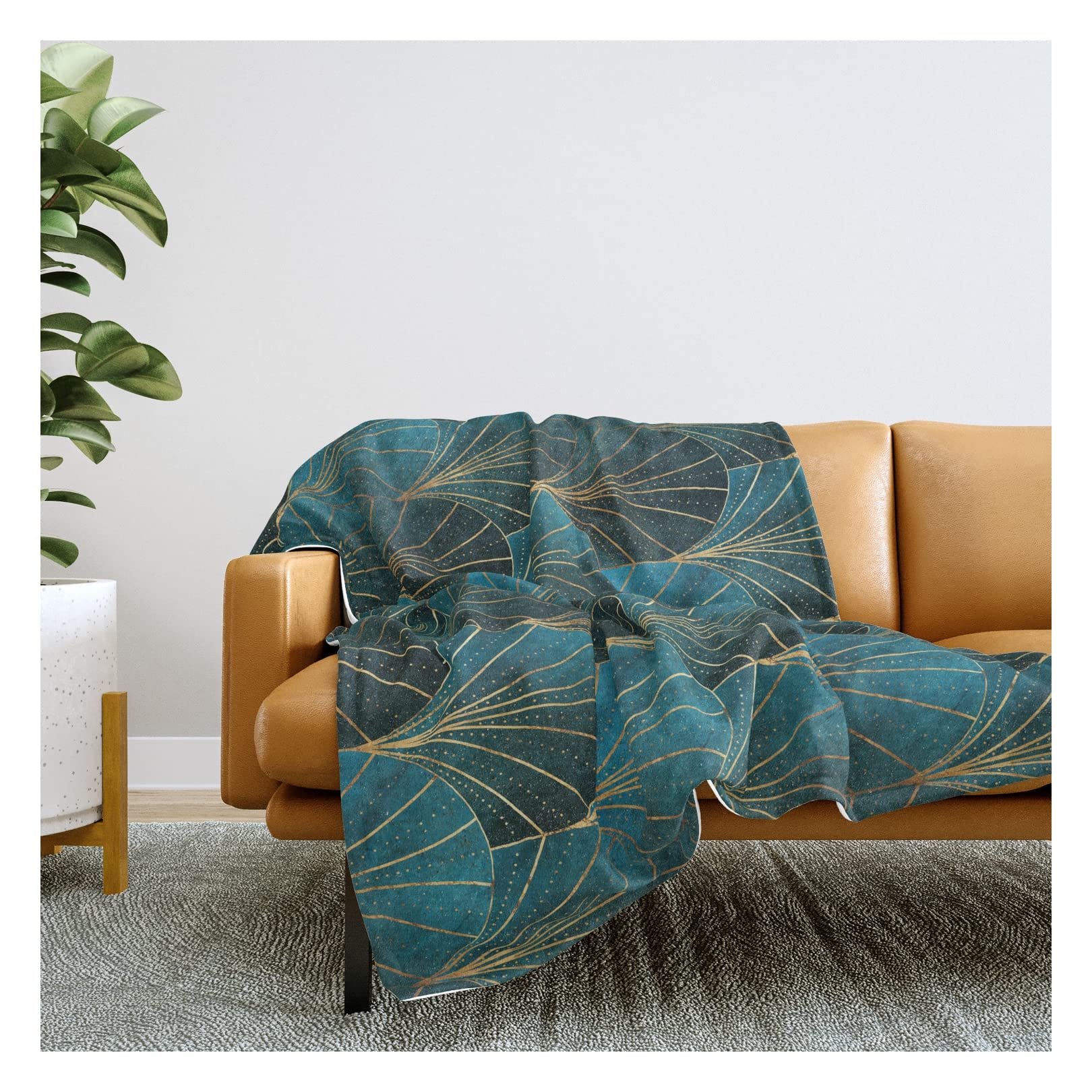 Wellington Boot Ombre Teal Art Deco Waterfalls Throw Blanket - 68
