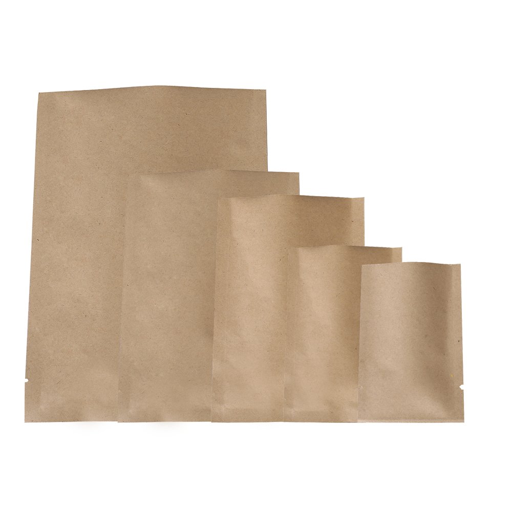 QQ Studio 100-Pack Brown Kraft Mylar Bags with Open Top - 2.4