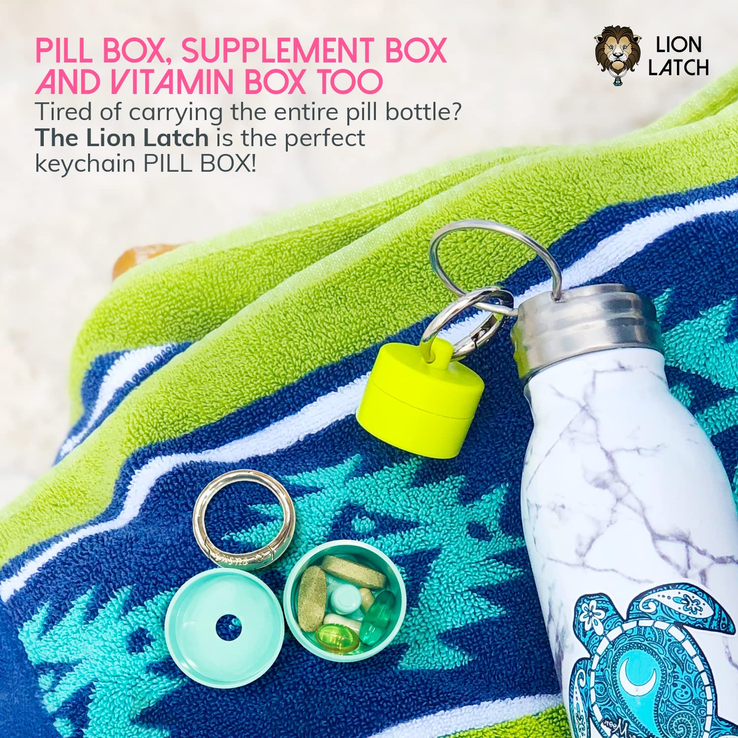 Lion Latch Travel Jewelry Organizer Box - Portable Ring Holder for Women & Girls with Keychain | Small Jewelry Storage Case for Rings, Necklaces & Earrings | Perfect for Travel, Gifts & Daily Use
