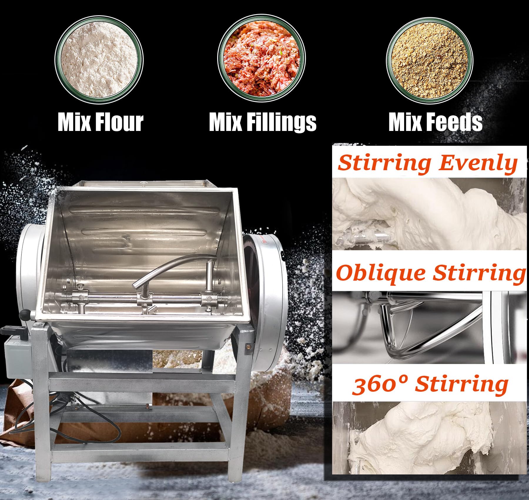 INTSUPERMAI 1500W Commercial Dough Mixer - 15KG/30QT Electric Flour Mixer with 90° Tilt Bowl for Baking, Pizza, Bread & Pastry Dough - Perfect for Bakeries, Restaurants & Home Kitchens
