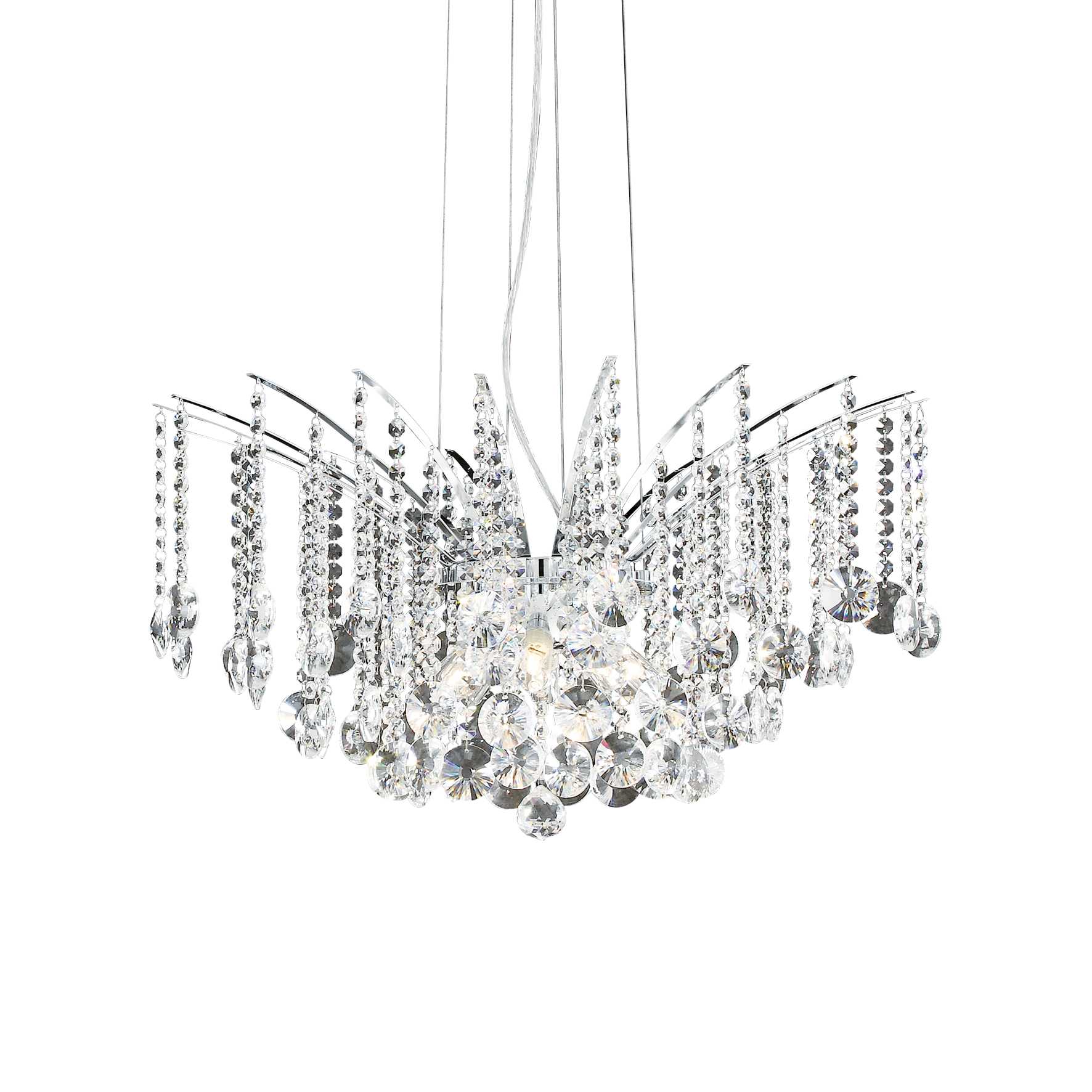 Audi 77 8Lt Chandelier - Modern Chrome Finish Crystal Ceiling Light Fixture for Dining Room, Living Room & Bedroom